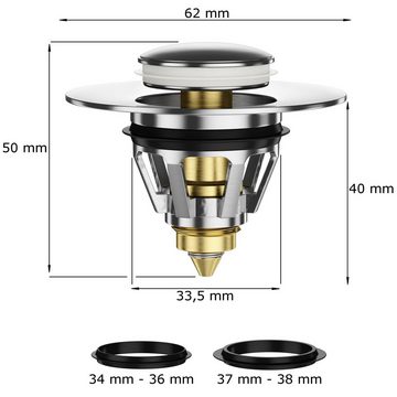 Sanilo Waschbeckenstöpsel Pop-Up Balance, Ø 6,5 cm, für Waschbeckenabfluss mit Innendurchmesser von 3,4-3,8 cm