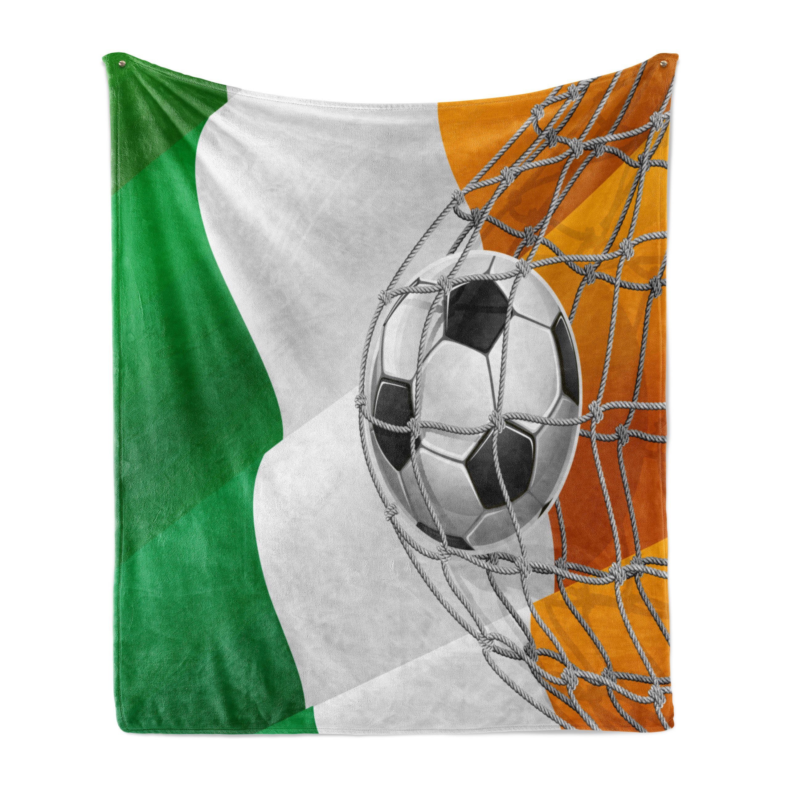 Wohndecke Gemütlicher Plüsch für den Innen- und Außenbereich, Abakuhaus, irisch Fußball im Netz Tor