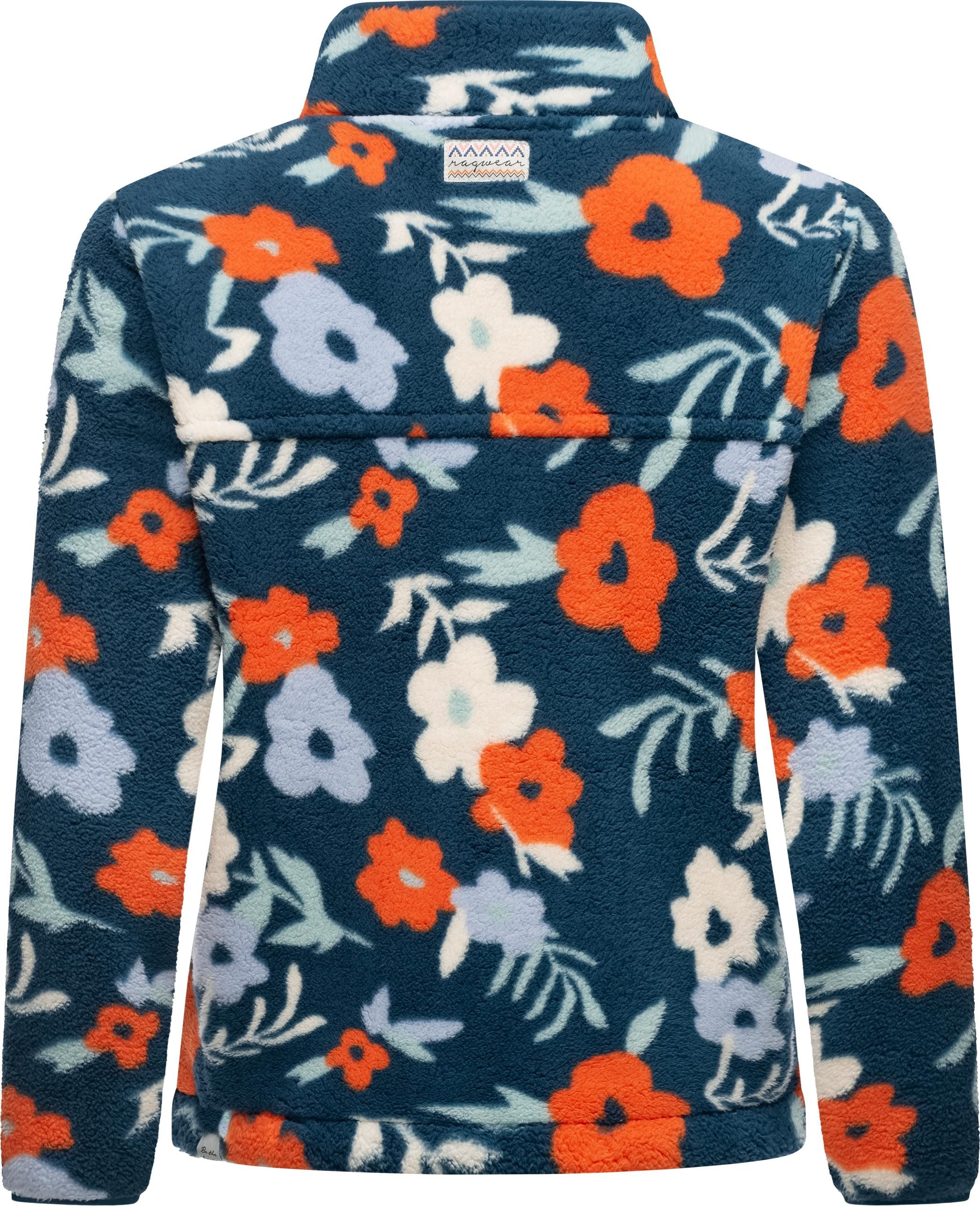 Ragwear Plüschjacke Appopis Print Auffällige flauschige Übergangsjacke aus Teddyfleece