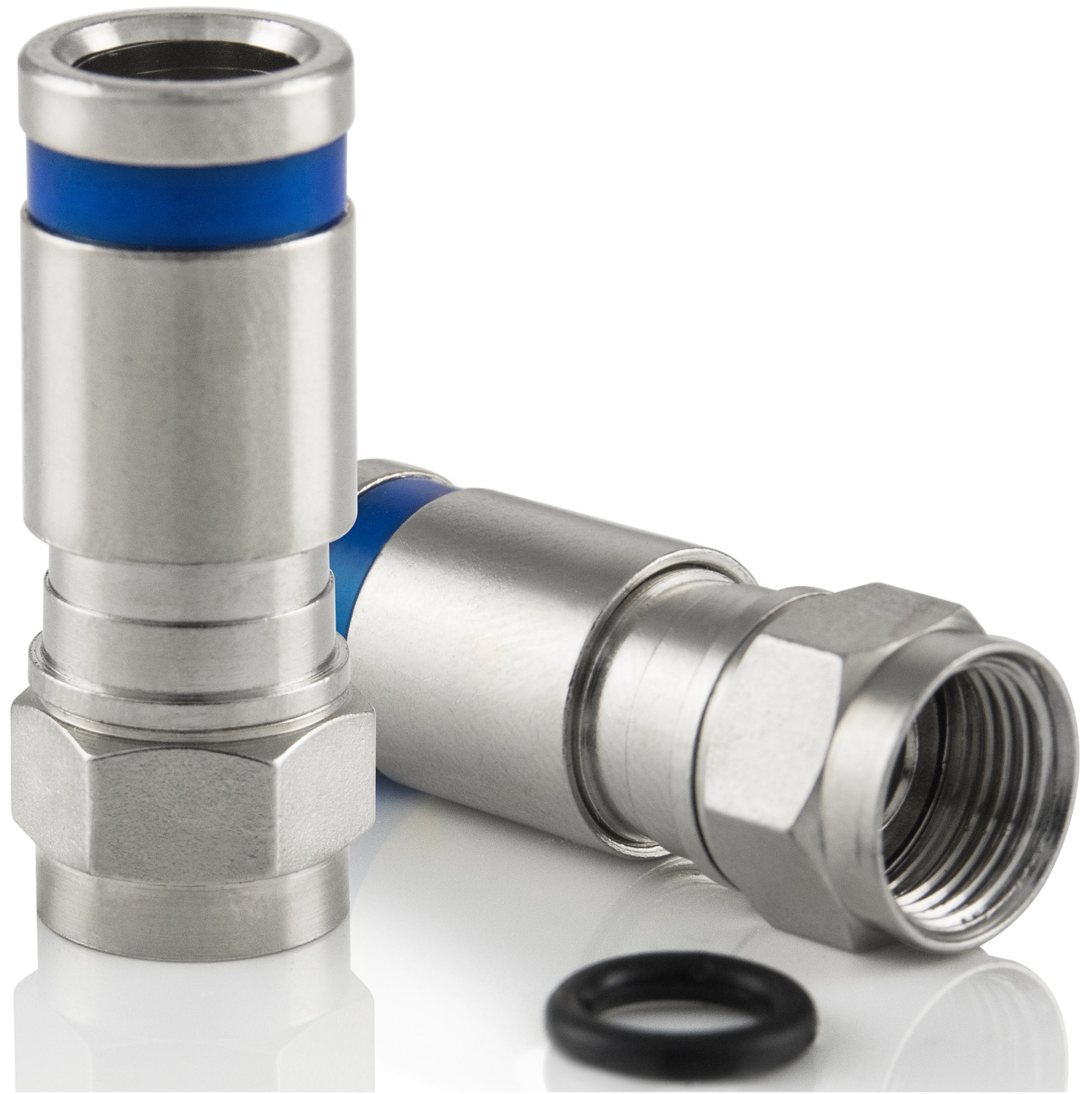 Poppstar SAT F-Quick Mount Stecker SAT-Kabel, F-Kompressionsstecker, für Koaxial- Antennen- & Satellitenkabel bis 7,5mm