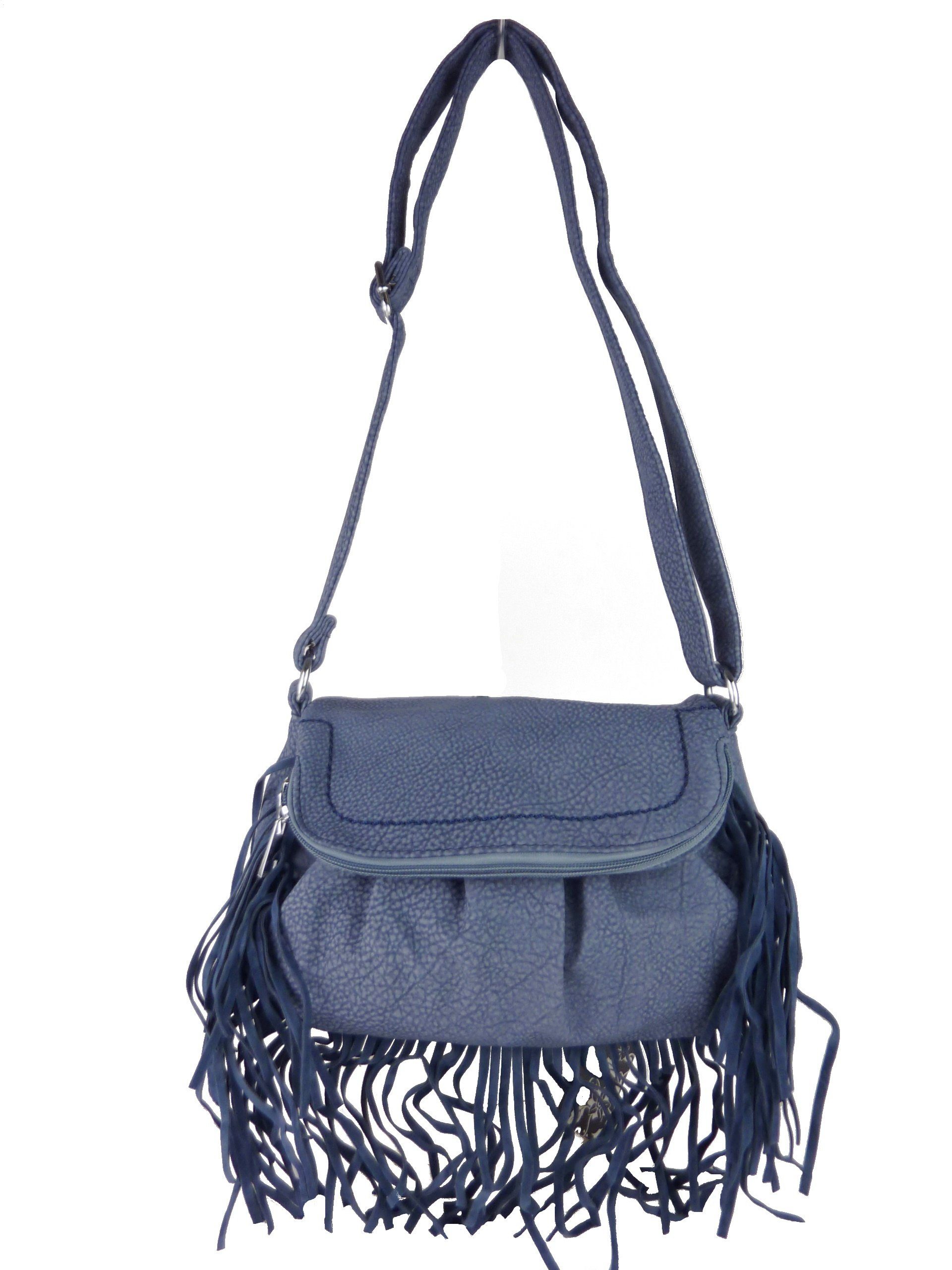 E113, Taschen4life Streetware over Fransentasche Fransen umhängen, zum casual Tasche mit croos marineblau bag, kleine Umhängetasche