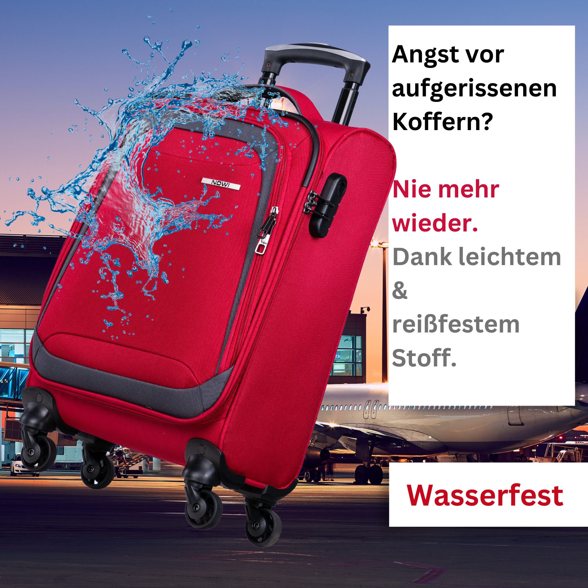 NOWI Trolley Koffer Weichschalenkoffer mit Rollen & Zahlenschloss - M-L-XL günstig online kaufen