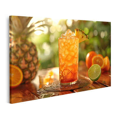 islandburner Leinwandbild Exotischer Rum-Punsch mit Ananas-, Orangen-, Limettensaft und Grenadin