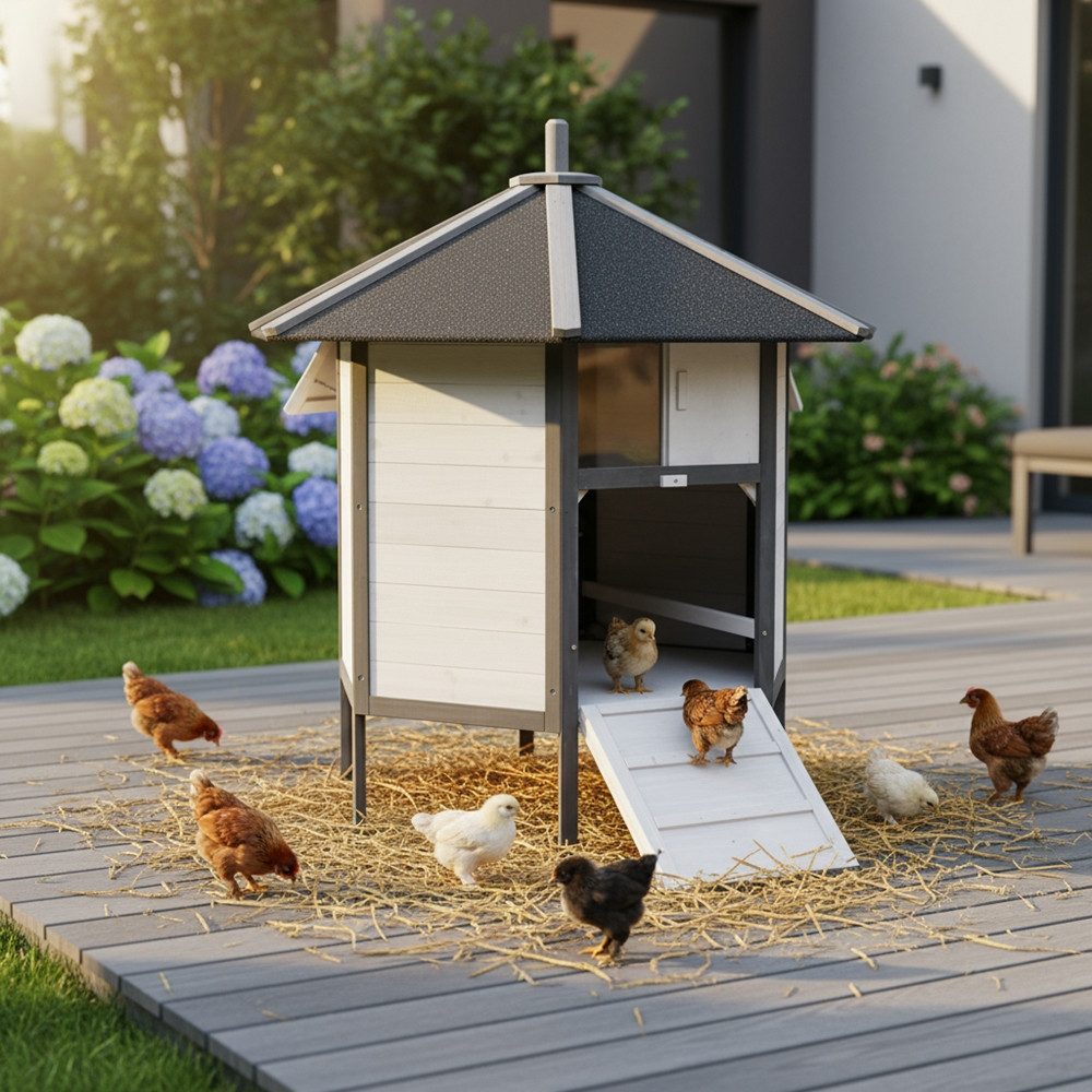 Melko Kleintierkäfig Hühnerstall Gefügelstall Kleintierstall 6-Eck Braun o. günstig online kaufen