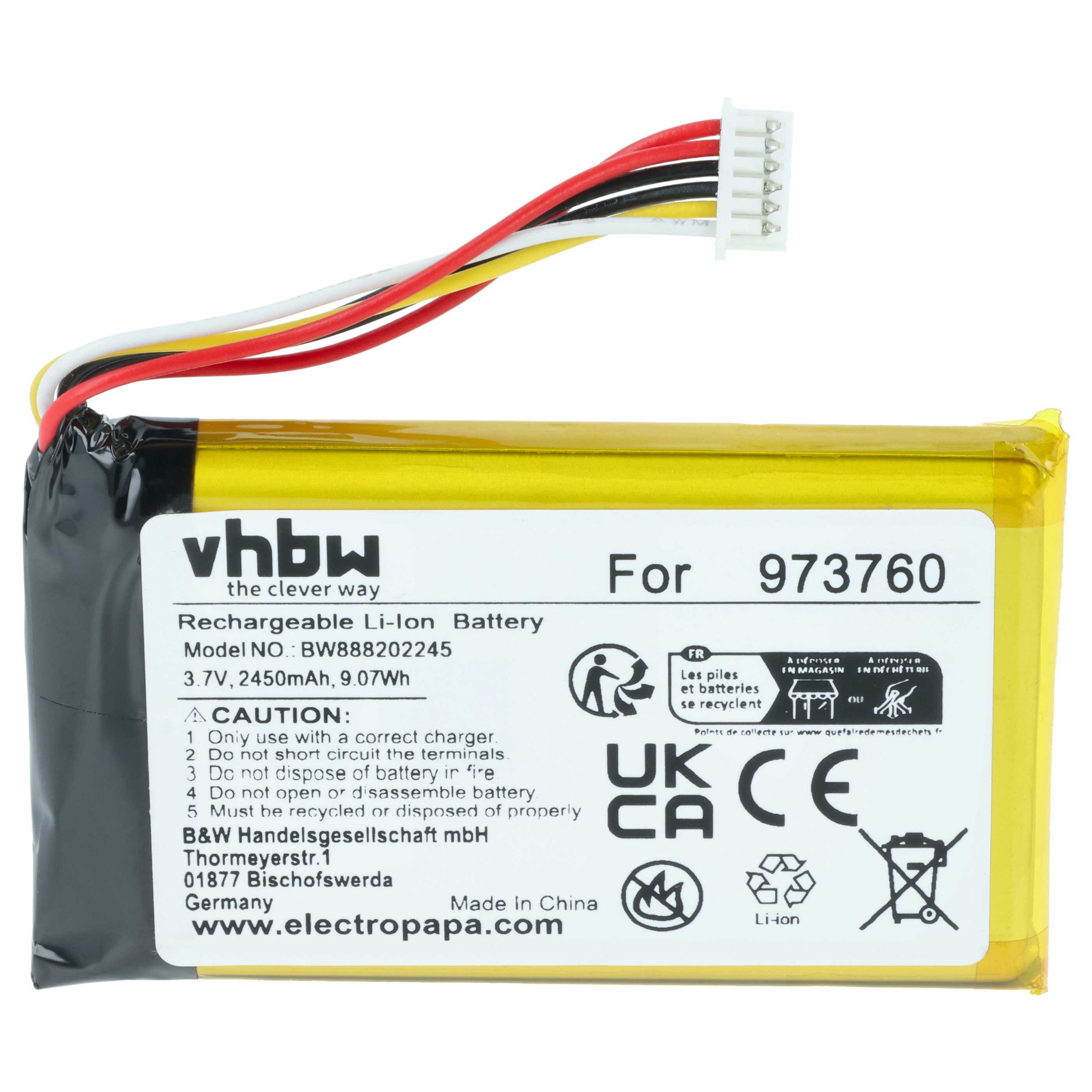vhbw Akku passend für DJI Mavic Pro Controller, Pro Platinum, Pro Remote Drohnen-Akku Akku Li-Polymer 2450 mAh (3,7 V, 1 St), Leistungsfähiger Austausch-Akku für den Controller Ihrer Drohne