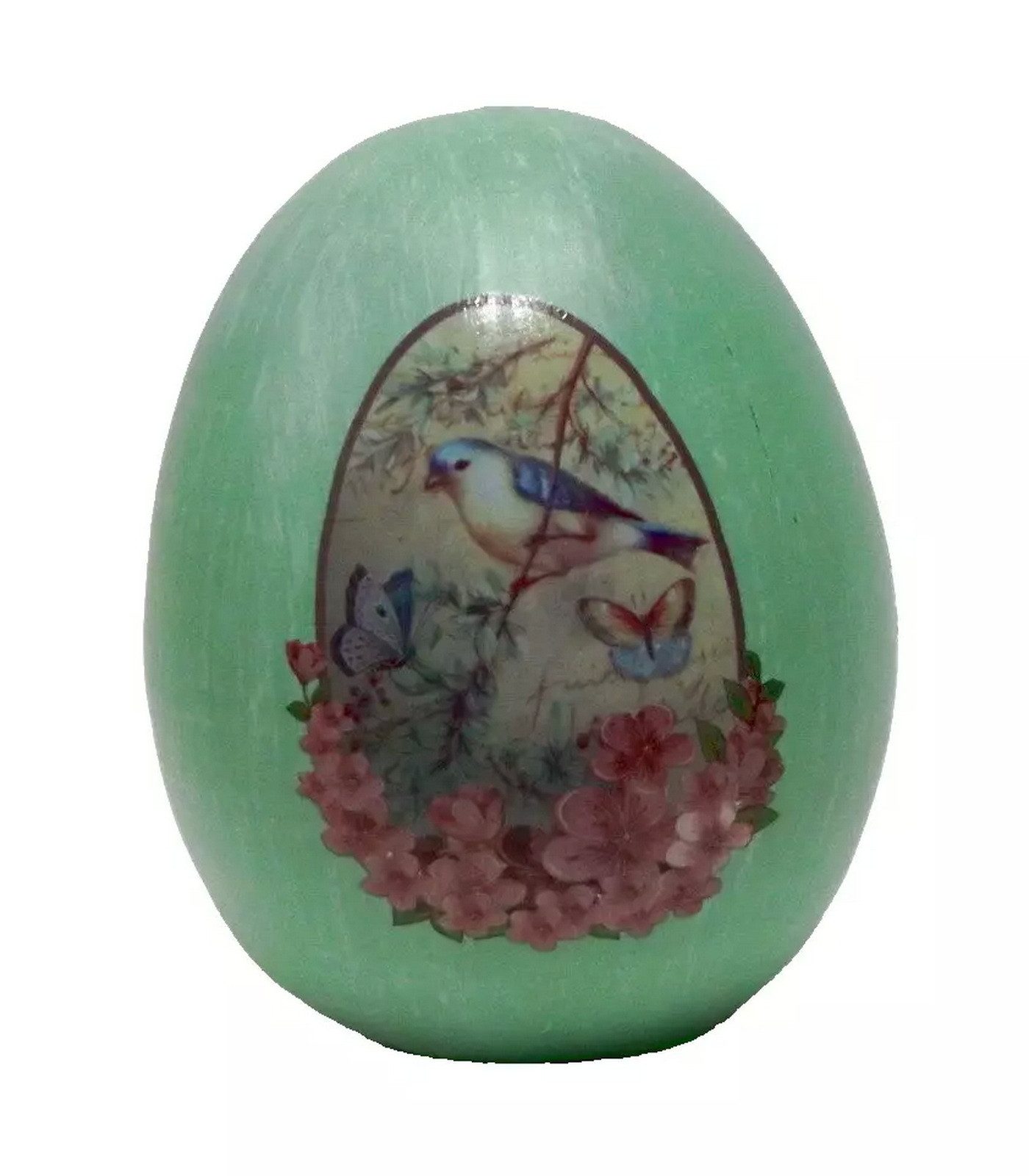 Kaufhaus le petit Osterei Deko Ei mit Vogel Blumen Design Osterdeko Dekoei Oster Figur Skulptur, Dekofigur Dekoskulptur Dekoobjekt aus Polyresin (Kunststein)