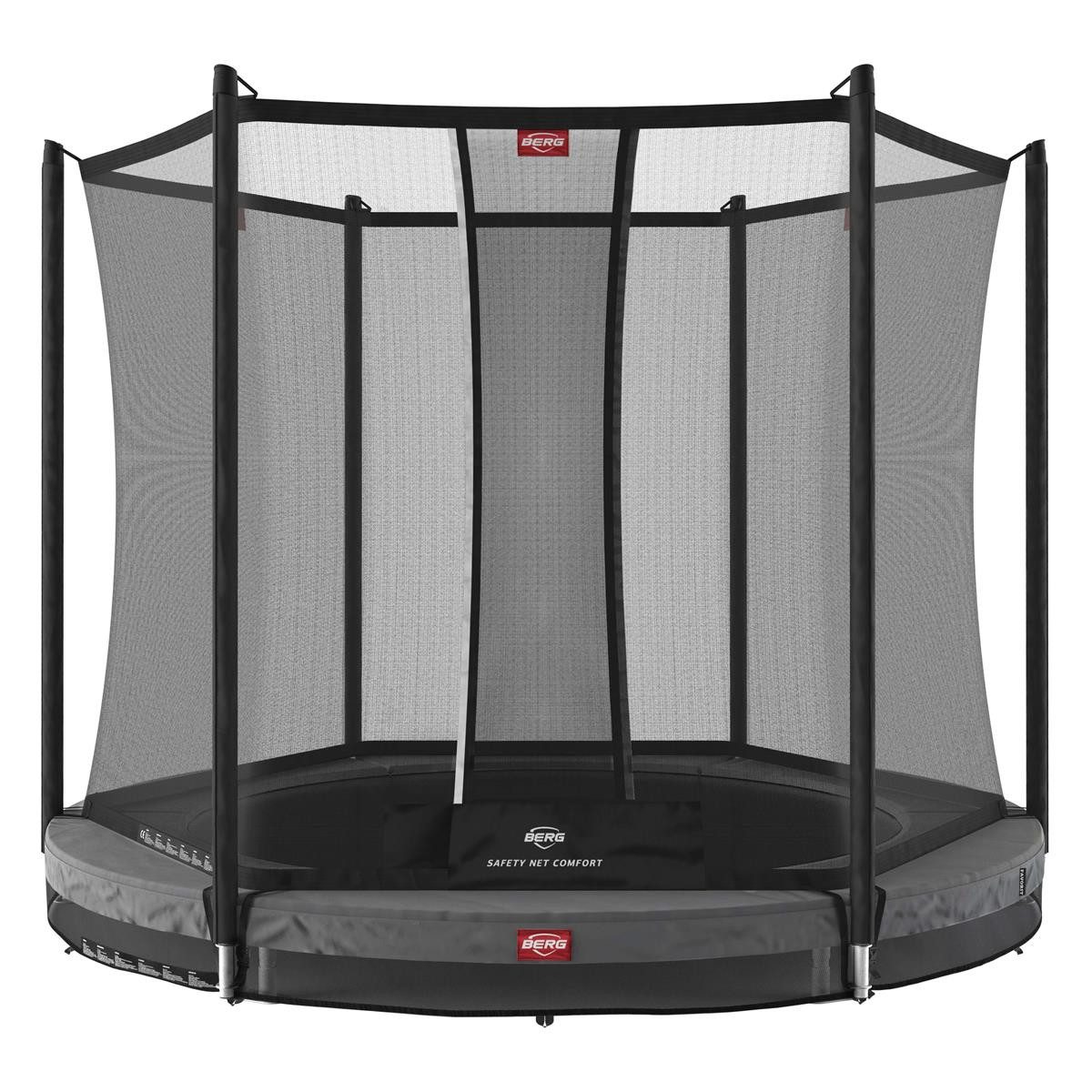 Bodentrampolin InGround rund 200 cm grau mit Sicherheitsnetz Comfort Favorit