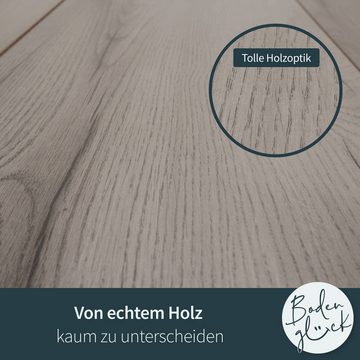 Bodenglück Laminat "Waren" Eiche Holz mit 5-G-Klicksystem, Grau I Pflegeleicht, Wasserfest I 5 Dielen á 1380 x 326 x 8 mm