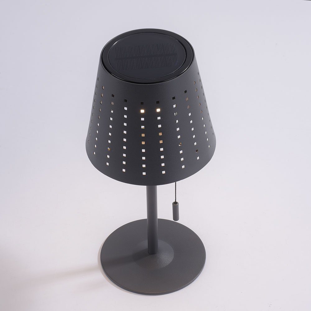 LED Stufen Tischlampe 3 Außen-Tischleuchte, Solarlampe USB Timer Kabel LED-Leuchtmittel Warmweiß, Tischleuchte fest LED verbaut, dimmer etc-shop