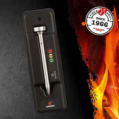 LANDMANN Grillthermometer »Grillthermometer schwarz/Edelstahl«, bis 500 °C Grill Thermometer Digital Smoker BBQ Fleischthermometer