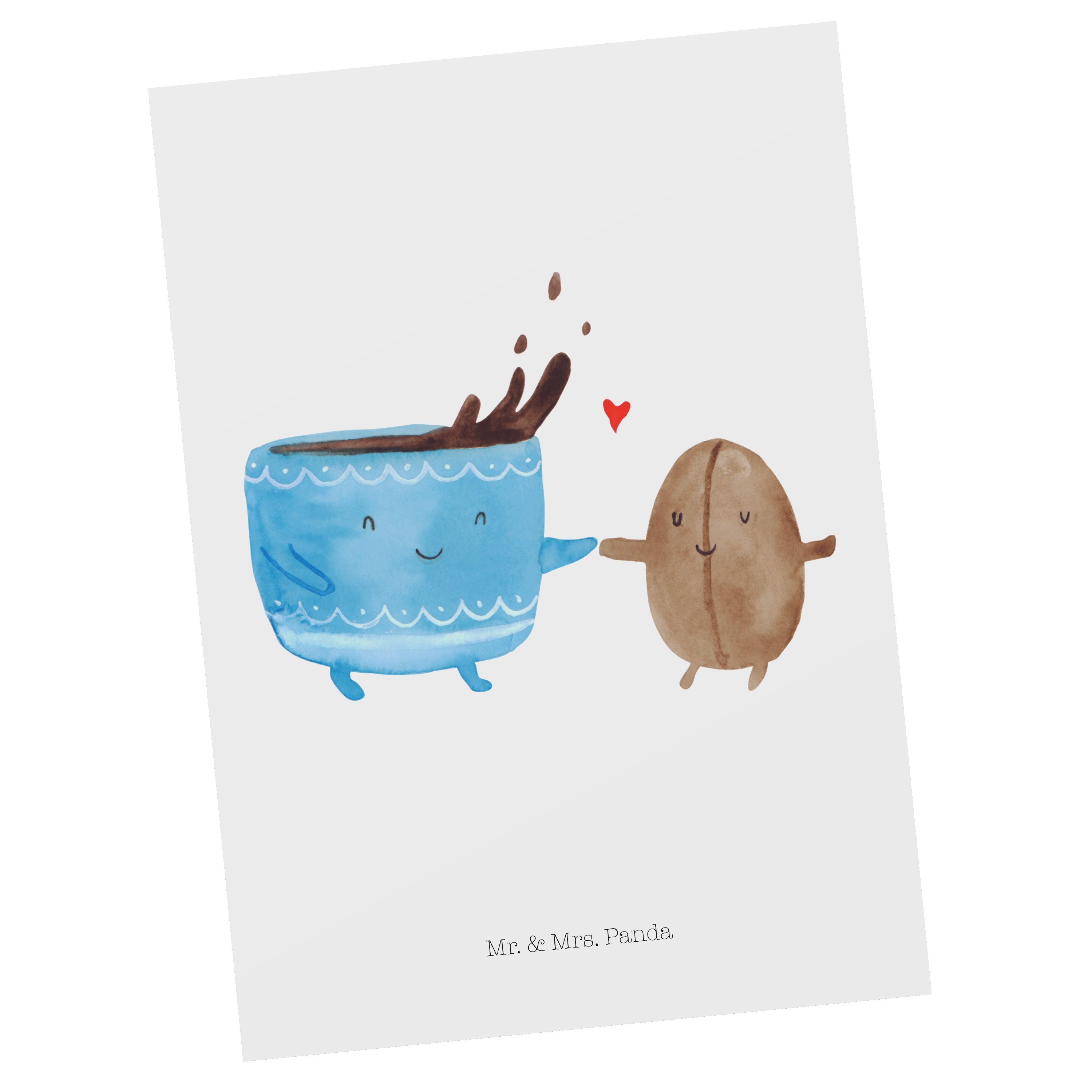 Mr. & Mrs. Panda Postkarte - Einladung, Grußkarte, Tiermoti Karte, Weiß Kaffee Bohne - Geschenk
