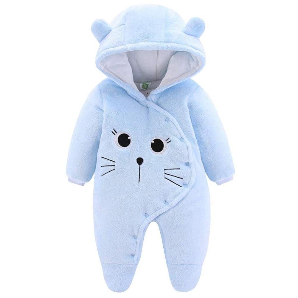 Juoungle Strampler Baby Winter Overall Outfits mit Kapuze Pyjama Säugling
