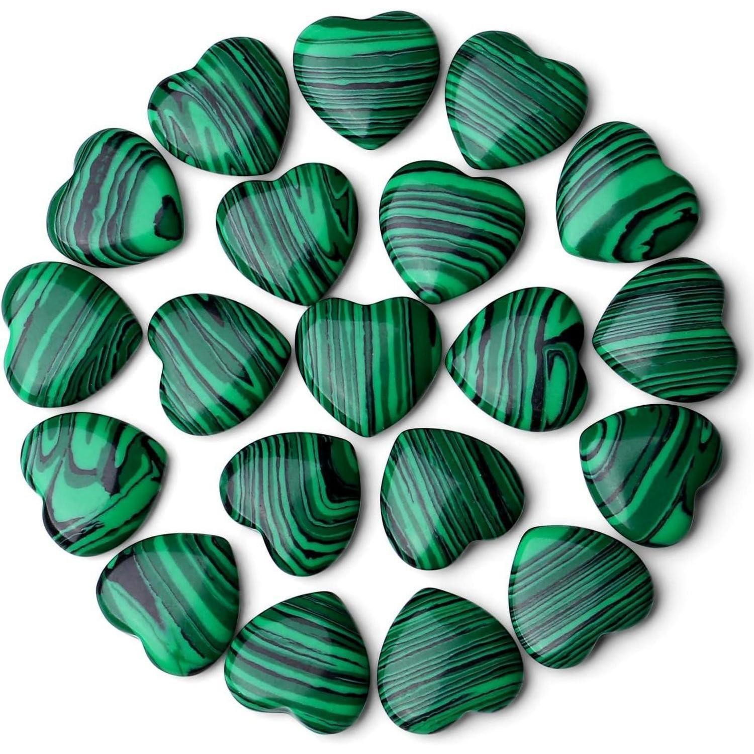 LuxusKollektion Edelstein 20pcs Malachit Herz Naturstein Heilkristalle Edelsteine 20mm
