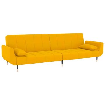 vidaXL Sofa Schlafsofa 2-Sitzer mit 2 Kissen Gelb Samt Schlafcouch Schlaffunktion