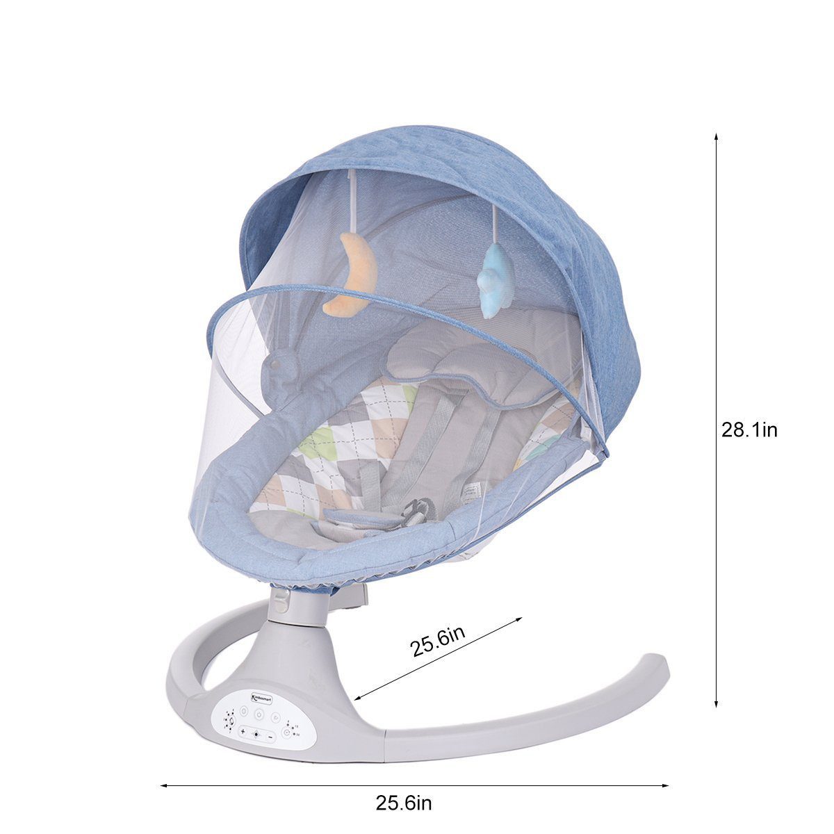Insma Babywippe elektrische Babyschaukel bluetooth Musik, mit Schwung in 5 Geschwindigkeiten und Fernbedienung max. 9kg – Bild 3 von 5