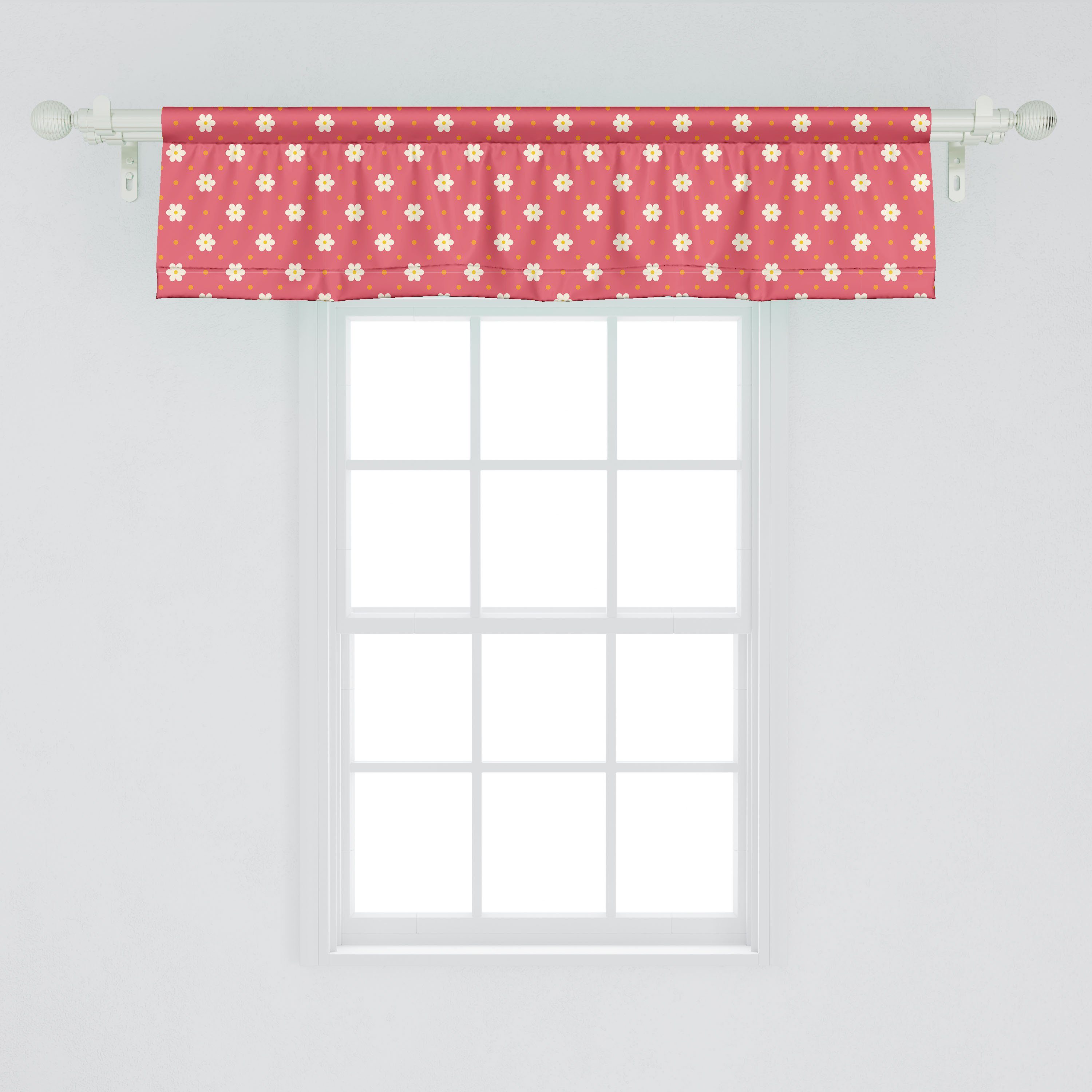 Scheibengardine Vorhang Schlafzimmer Abakuhaus, Daisy für Blumen Küche Dekor Muster mit Volant Microfaser, Stangentasche