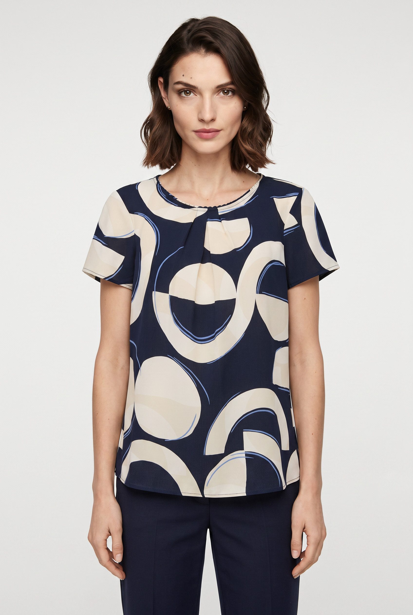s.Oliver BLACK LABEL Kurzarmbluse mit All-Over Print