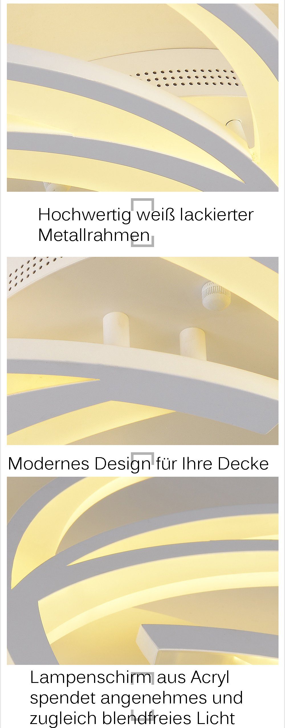 Euroton LED Deckenleuchte LED Deckenleuchte 2042 Fernbedienung Lichtfarbe einstellbar dimmbar, LED fest integriert, kaltweiß-warmweiß, 7000k-3000k stufenlos einstellbar