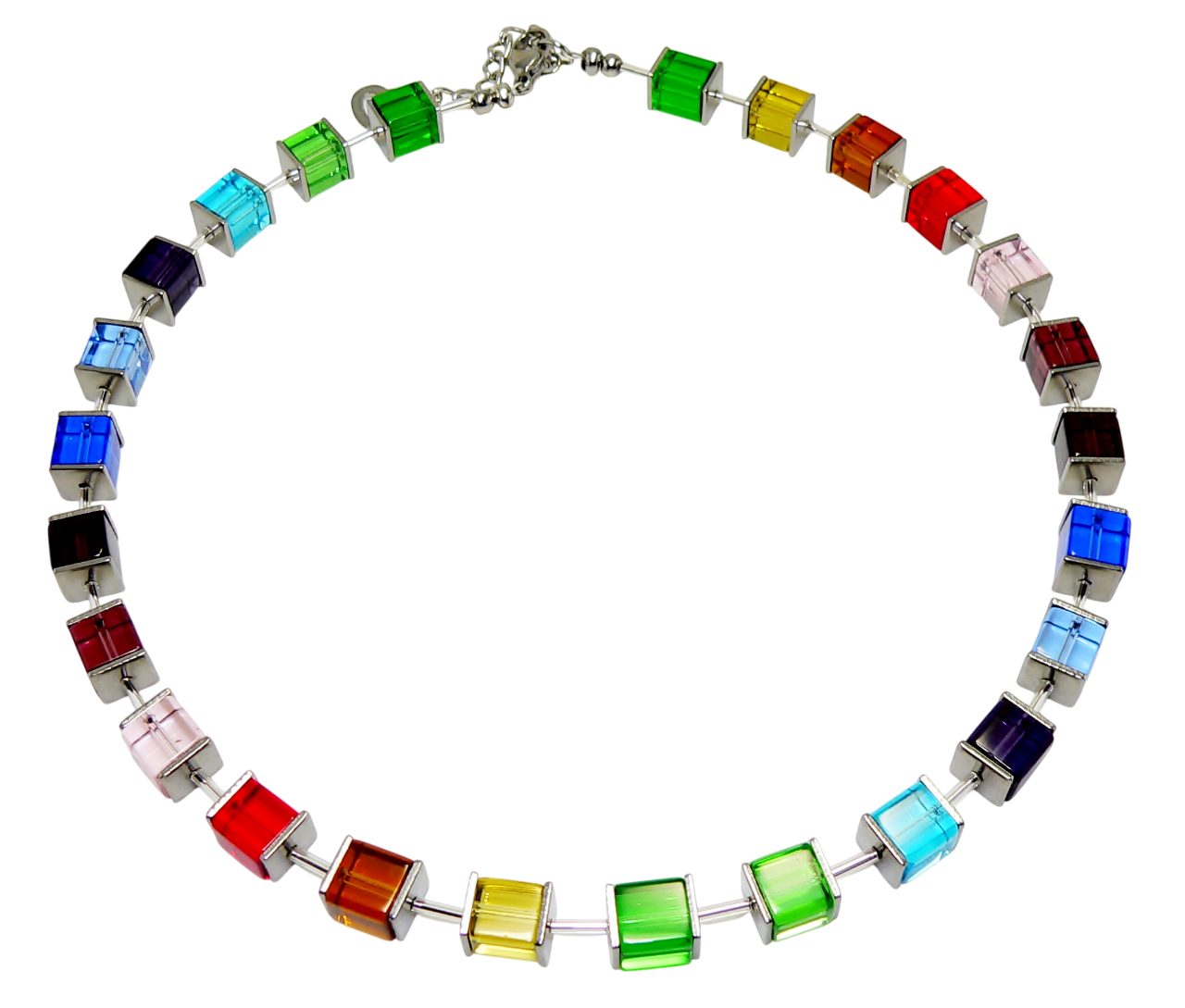 traumschmuck Collier 255bb Glaswürfel 8mm, bunt Edelstahl, Länge wählbar 40 günstig online kaufen