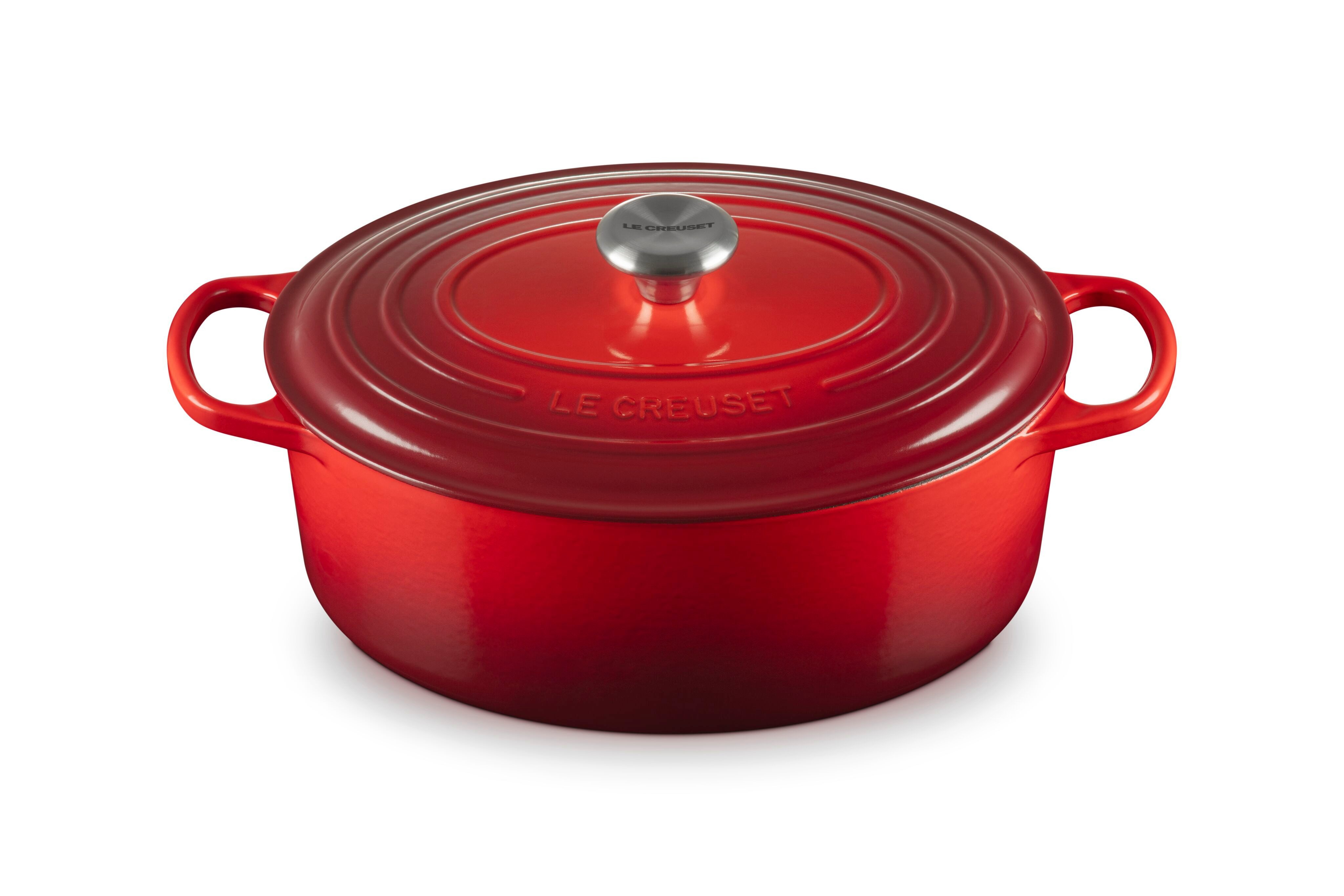 LE CREUSET Bräter Gusseisen-Bräter mit Deckel, Oval, Gusseisen, Ø 31 cm, Kirschrot, 21178310602430
