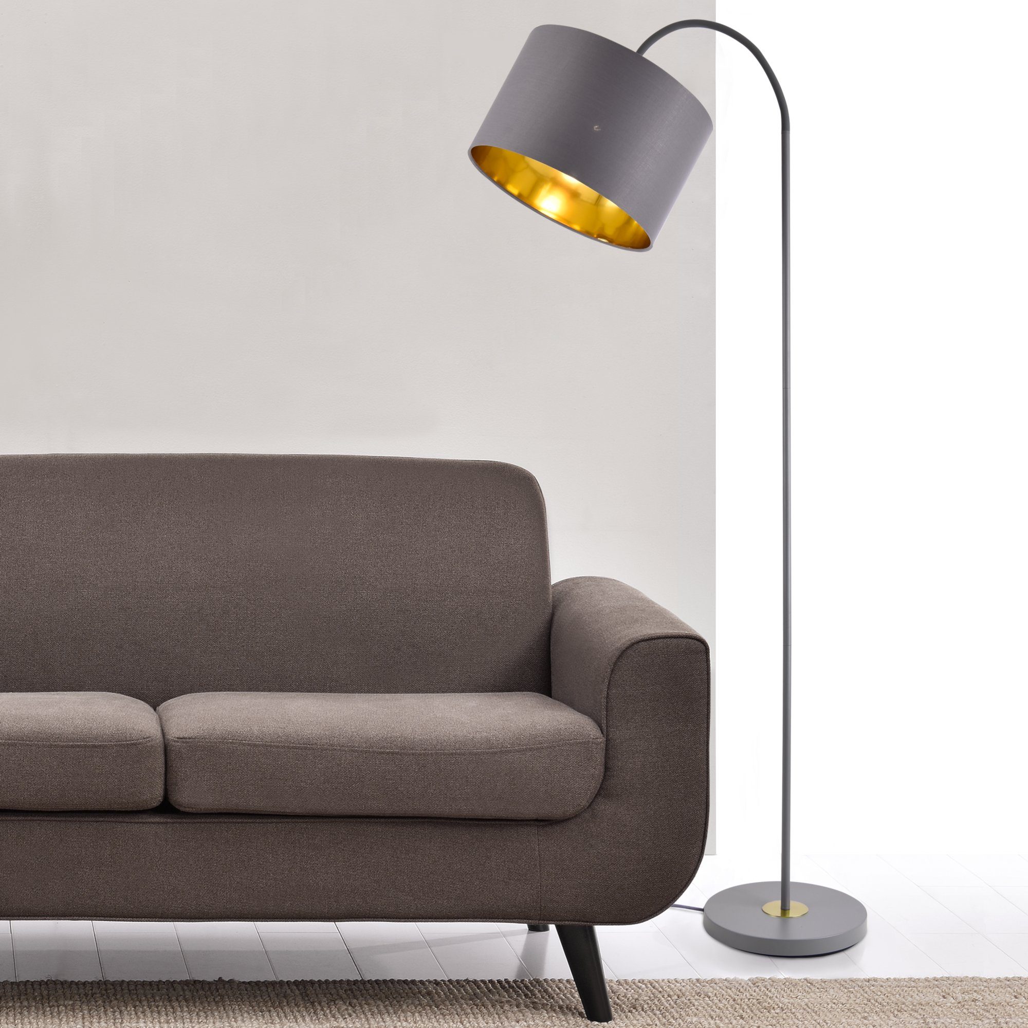 Metall ohne Lampe Design Stehlampe, »Toledo« lux.pro Leuchtmittel, schwenkbare Stehleuchte grau/gold