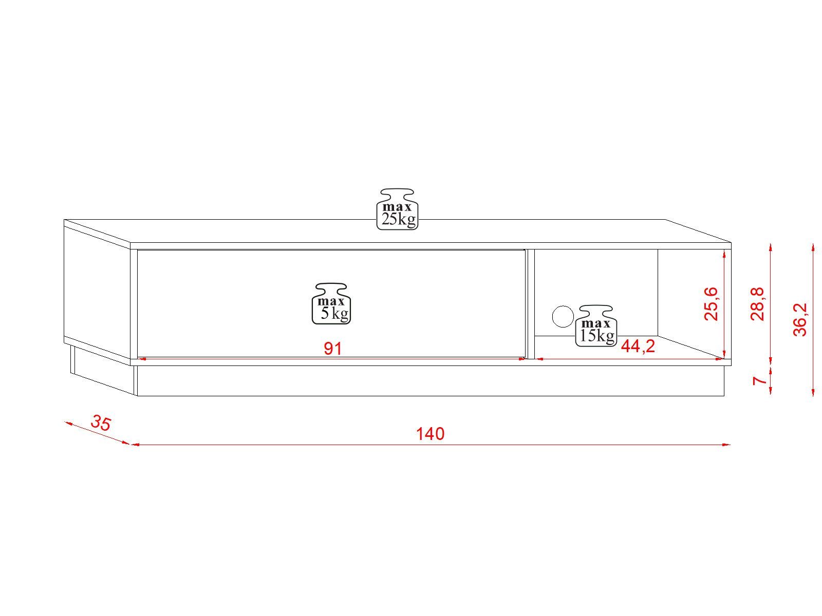 (2-St), Matt, Cesena in Wohnzimmerset Push-to-open-System Domando 1 Wohnzimmer-Set Weiß