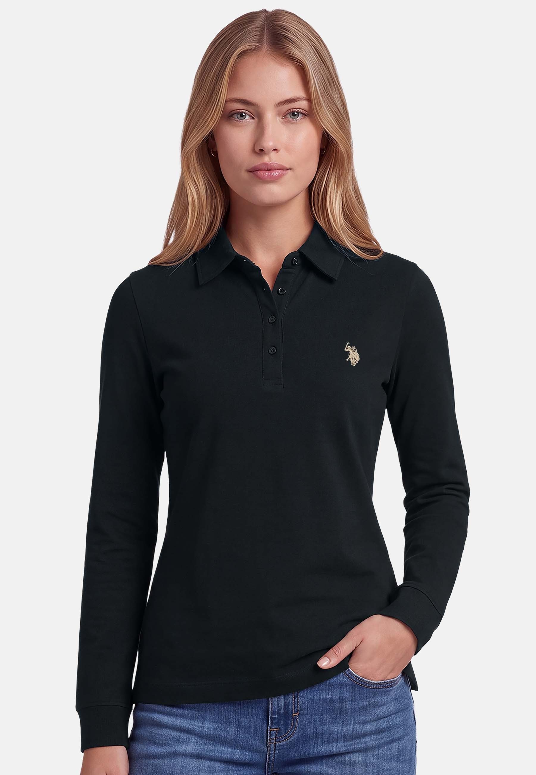 U.S. Polo Assn. Poloshirt USLillyy – Damen Poloshirt Longsleeve mit Knopfleiste