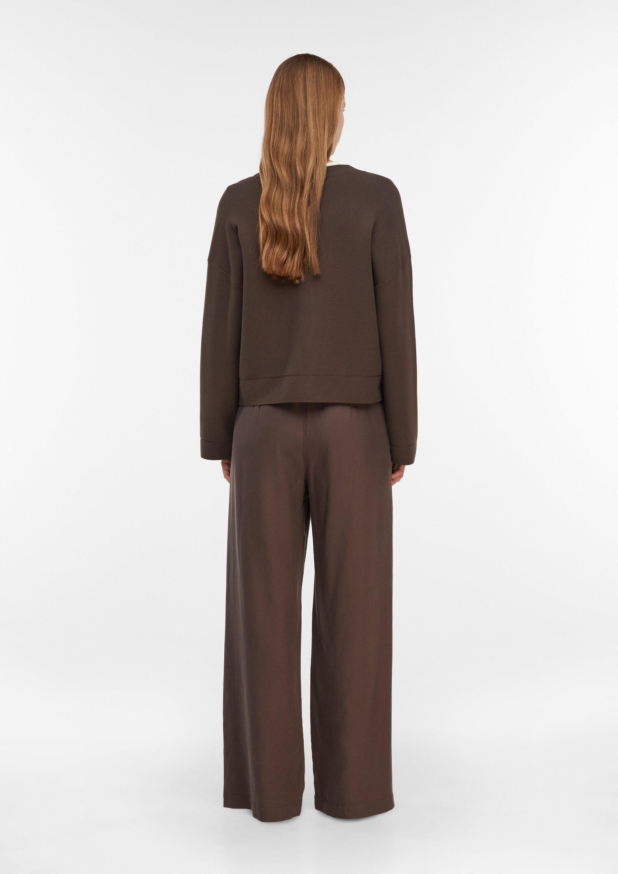 comma Chinos Hose Fließende Wide-Leg-Hose aus Leinenmix