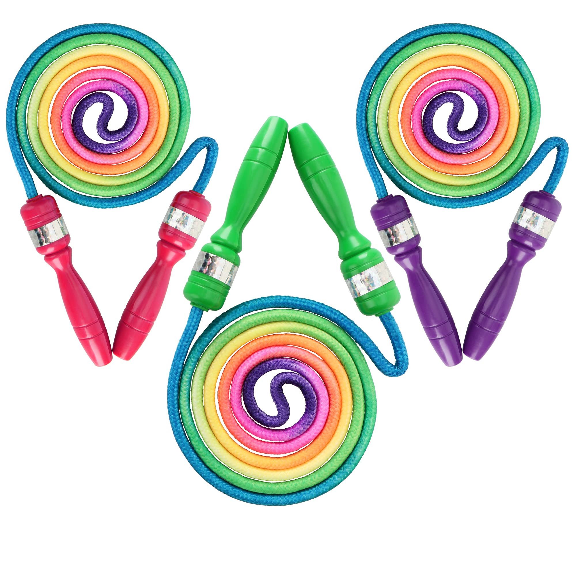com-four Springseil Springseile in Regenbogenfarben, Gymnastikseile mit Kunststoffgriffen
