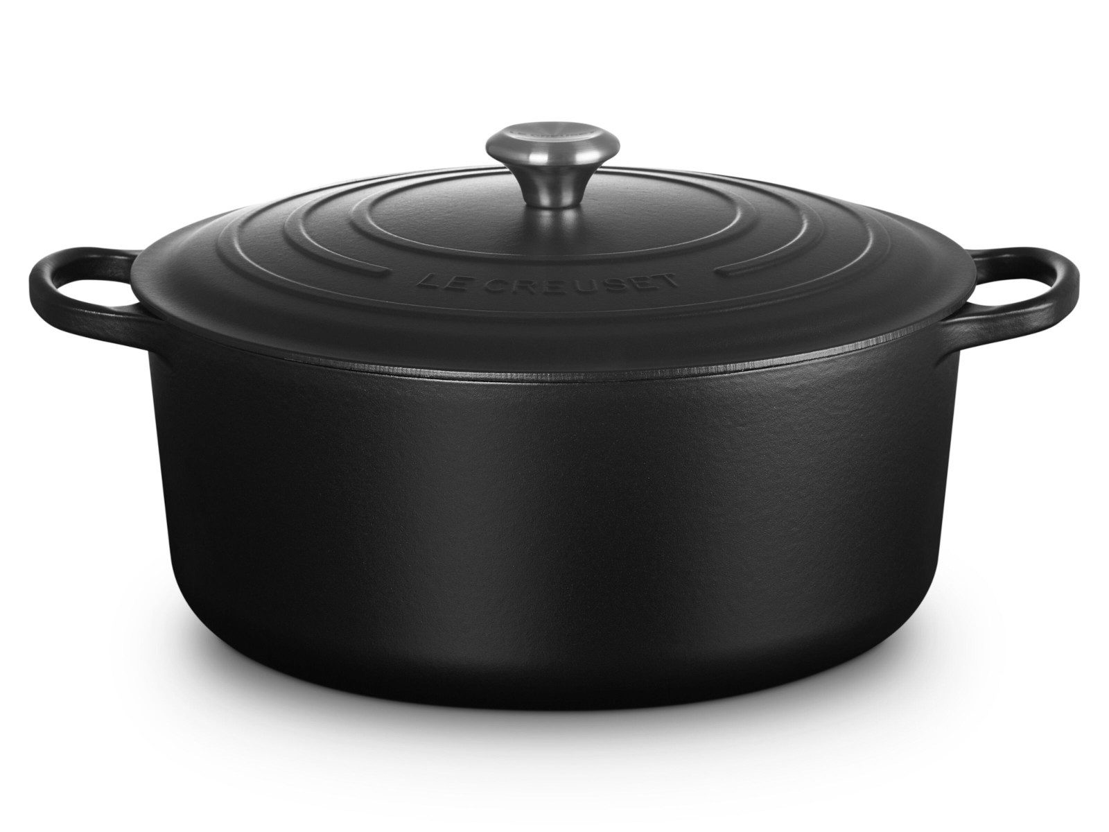 LE CREUSET Bräter Bräter Signature rund schwarz matt 34cm, Emailliertes Gusseisen