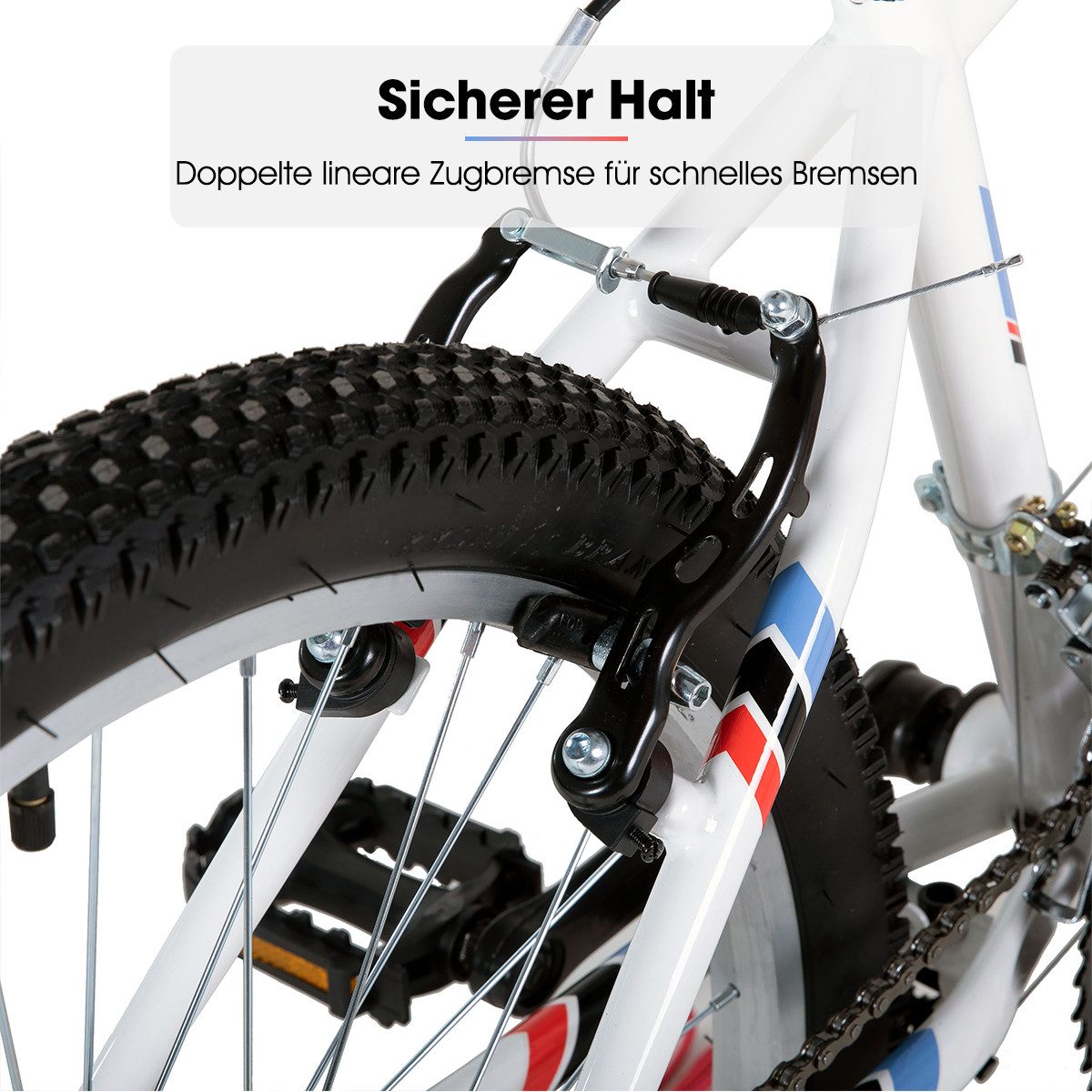 HILAND Mountainbike 24 26 Zoll MTB Fahrrad für Jugendliche & Erwachsene, Studentenpendeln, mit Doppel-V-Bremse, 18-Gang, High Carbon Stahlrahmen