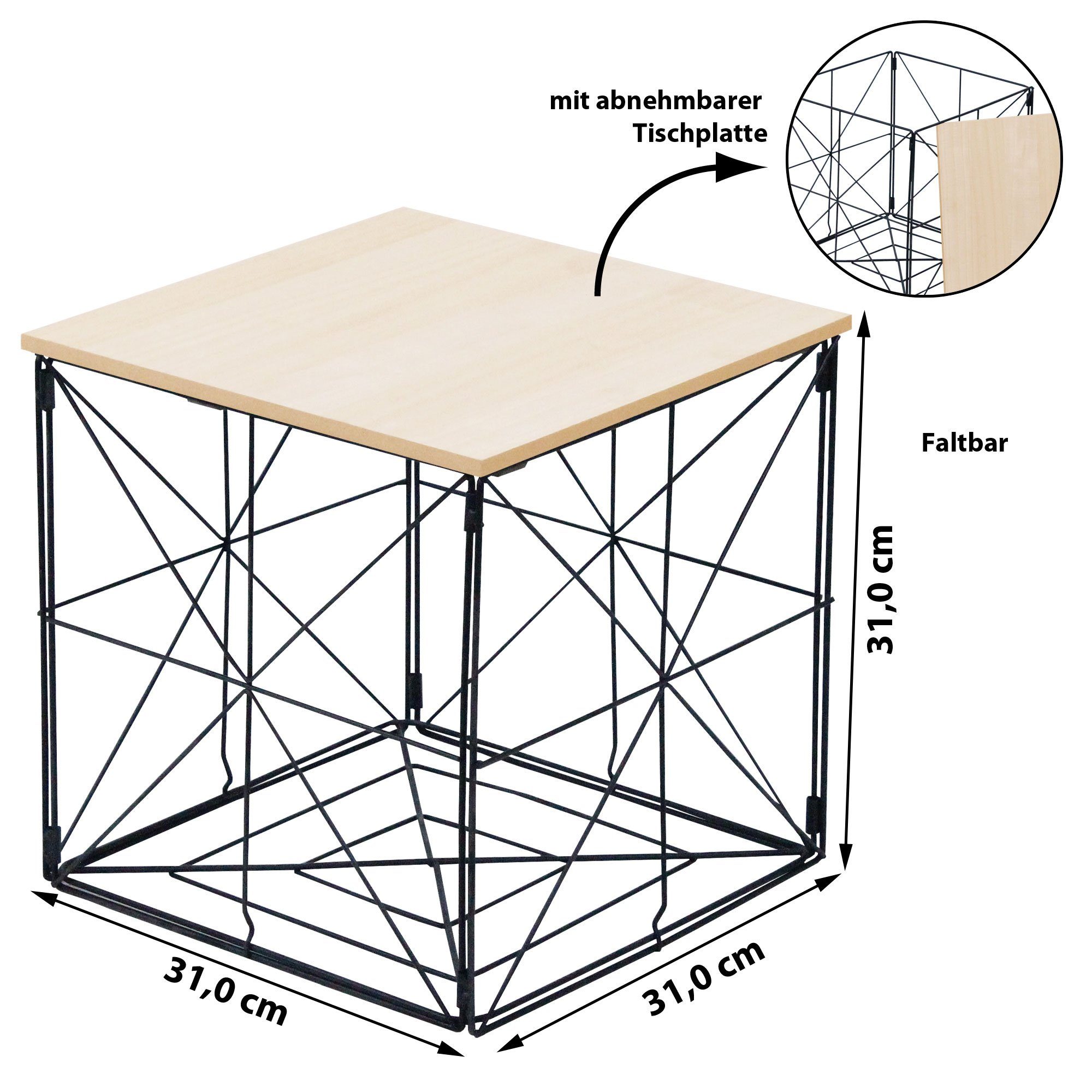 CEPEWA Beistelltisch Tischkorb Beistelltisch faltbar 31x31x31 cm