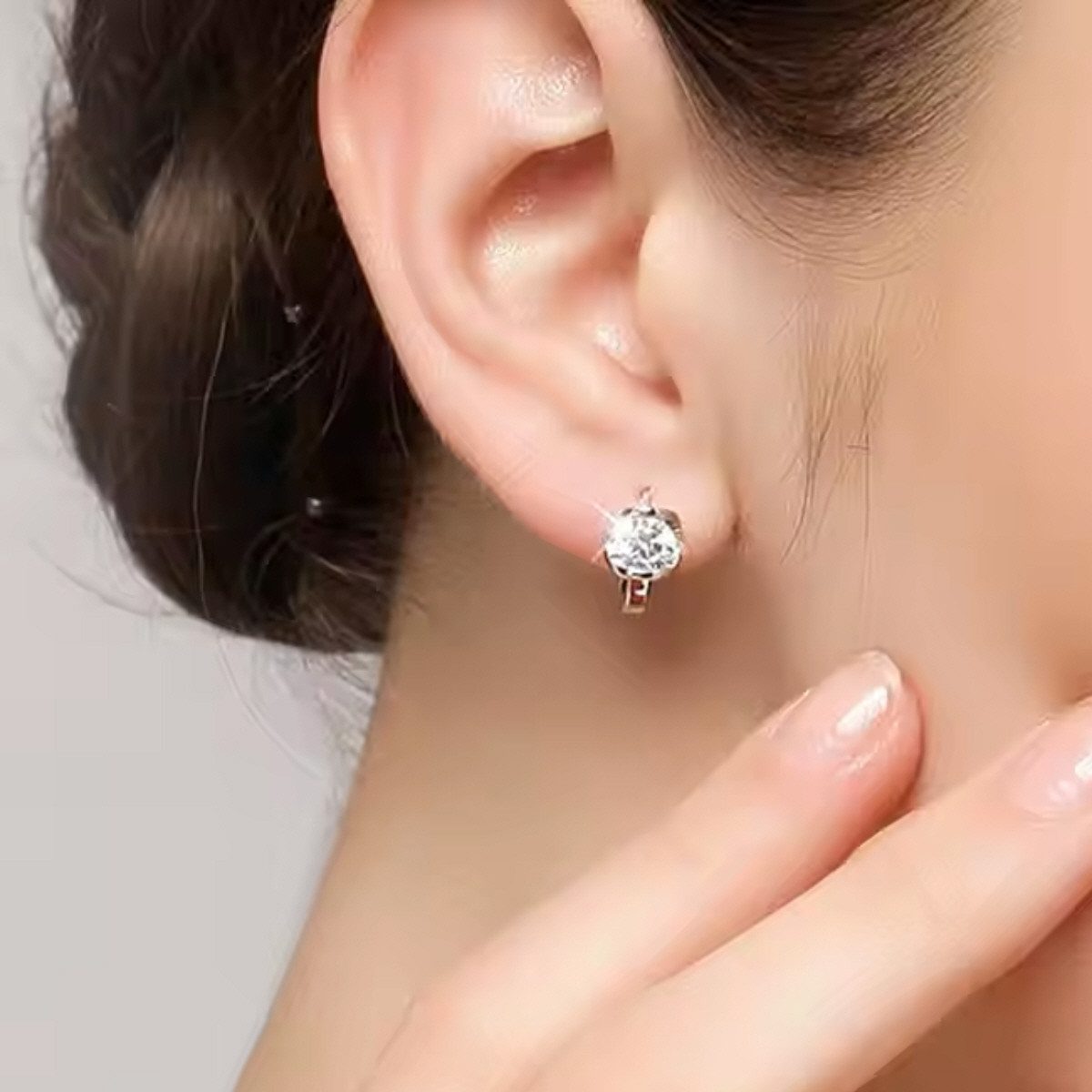 ELLAWIL Paar Creolen Ohrschmuck Damenohrringe Zirkonia Creole Ohrcreolen Glitzerstein (GESCHENKIDEE, Sterling Silber 925), inklusive Geschenkschachtel