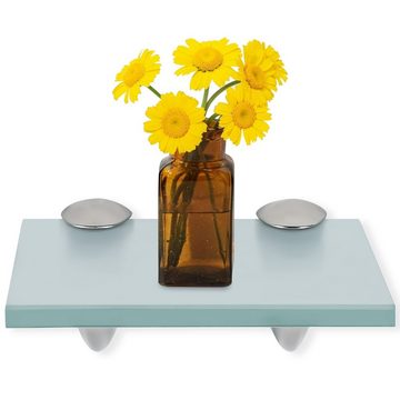 Clanmacy Wandregal Glasablage Glasregal ideal für Bad, Dusche 20x10x0.8 cm Milchglas