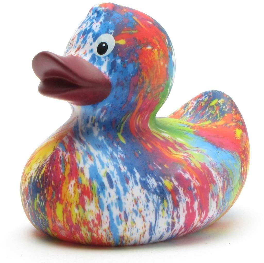 Duckshop Badespielzeug - Quietscheente Rainbow - Schnabel mit lila Badeente