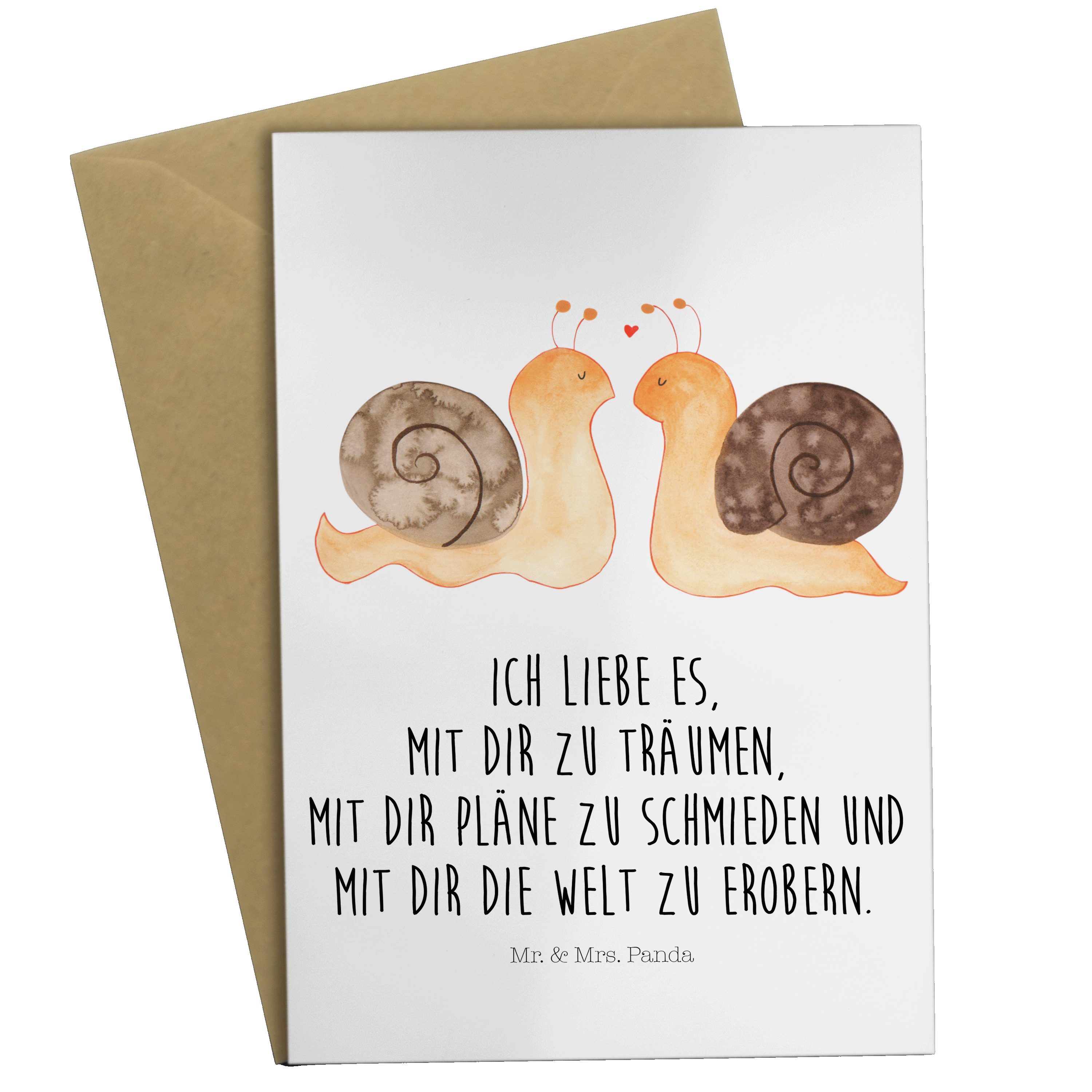 Panda Schnecken Liebe Grußkarte & Verlobung, Mrs. Hochzeitskarte, Mr. Weiß zufried - Geschenk, -
