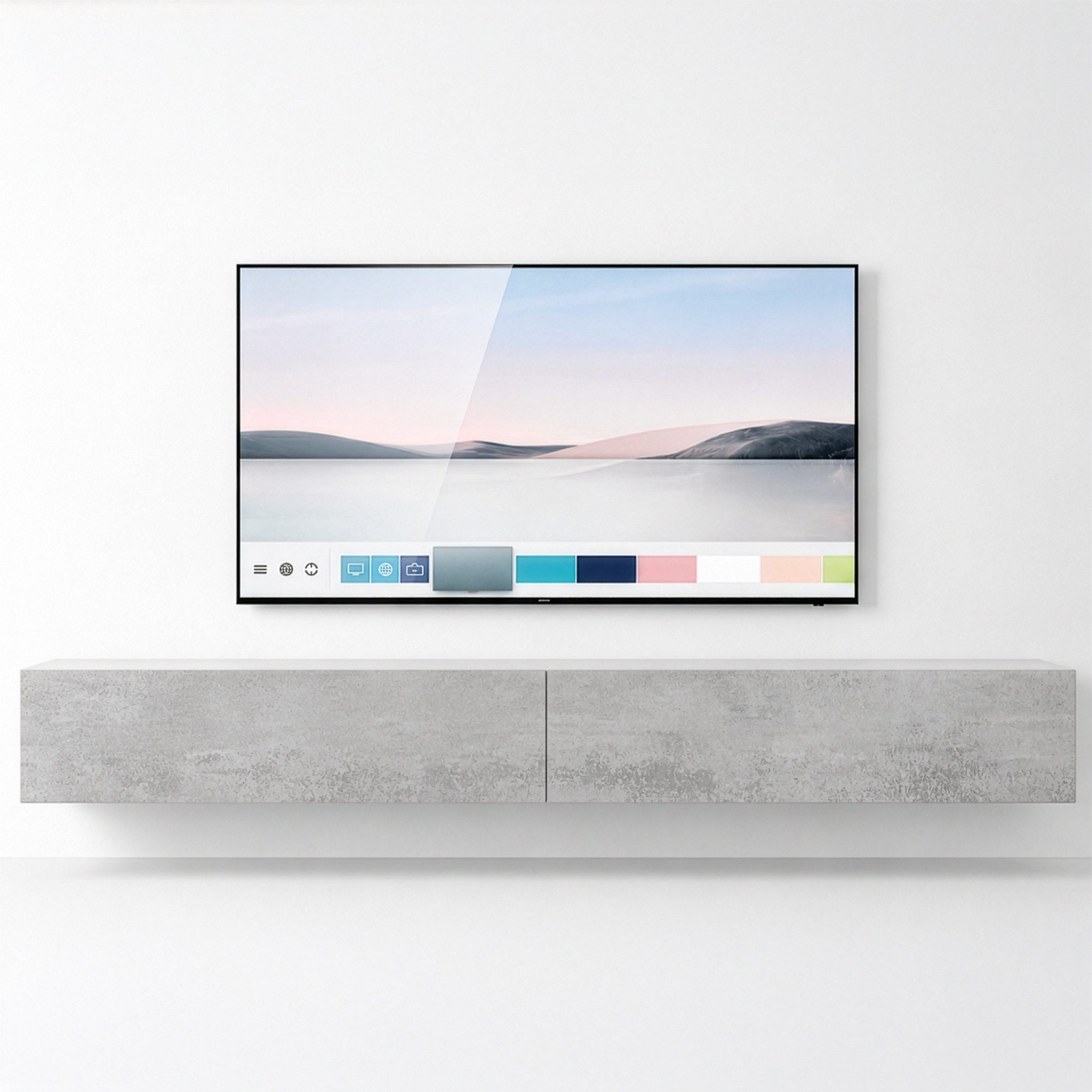 InnoFurn TV-Board Vela hängender Lowboard (2x hängender Fernsehschrank), Sanftes Öffnen, Made in Germany, Modernes Design