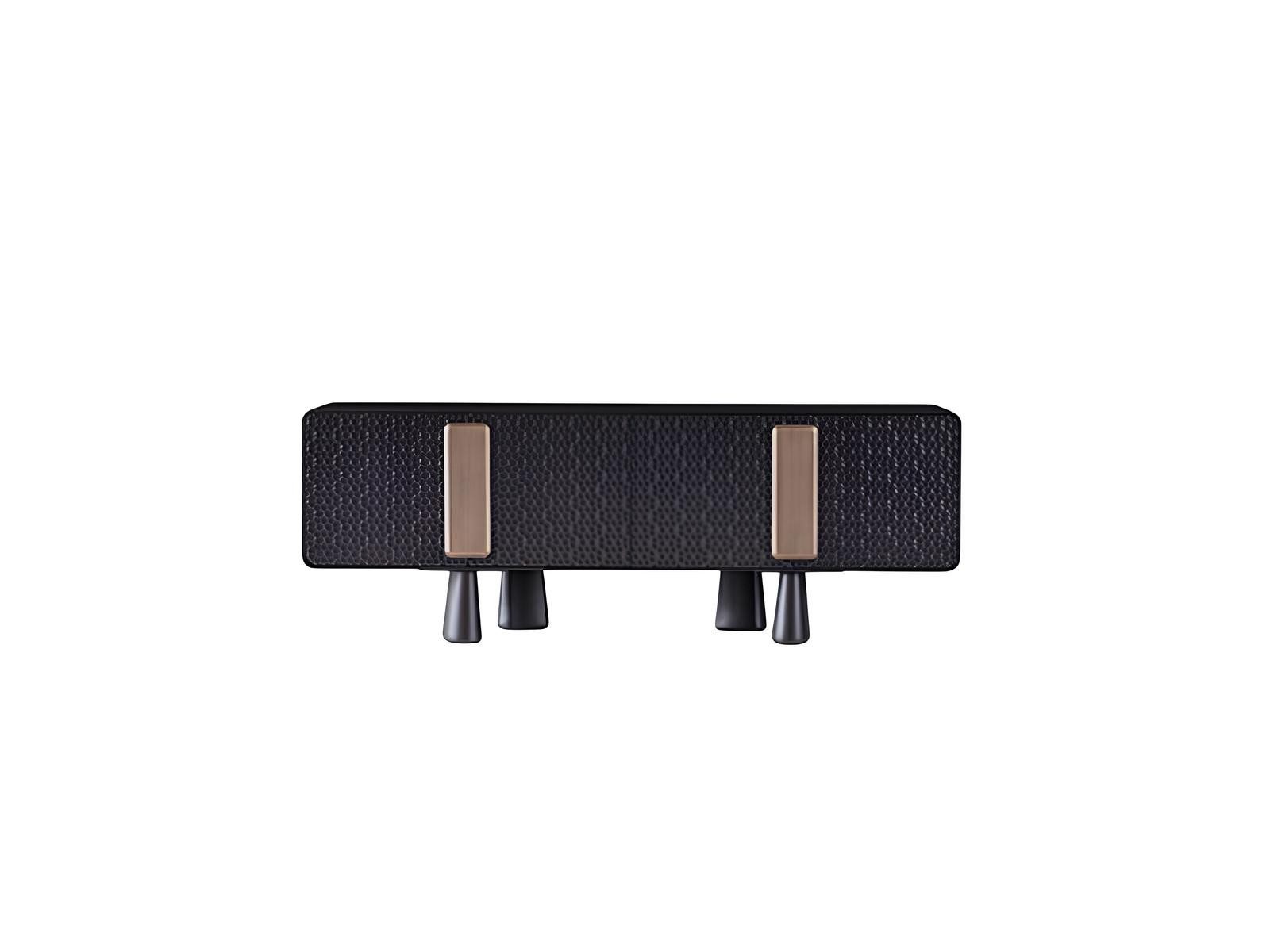 Xlmoebel Kommode Moderne schwarze Freistehende Möbel aus dunklem Holz, 255x50x81 c (Einzelartikel), Made in Europa