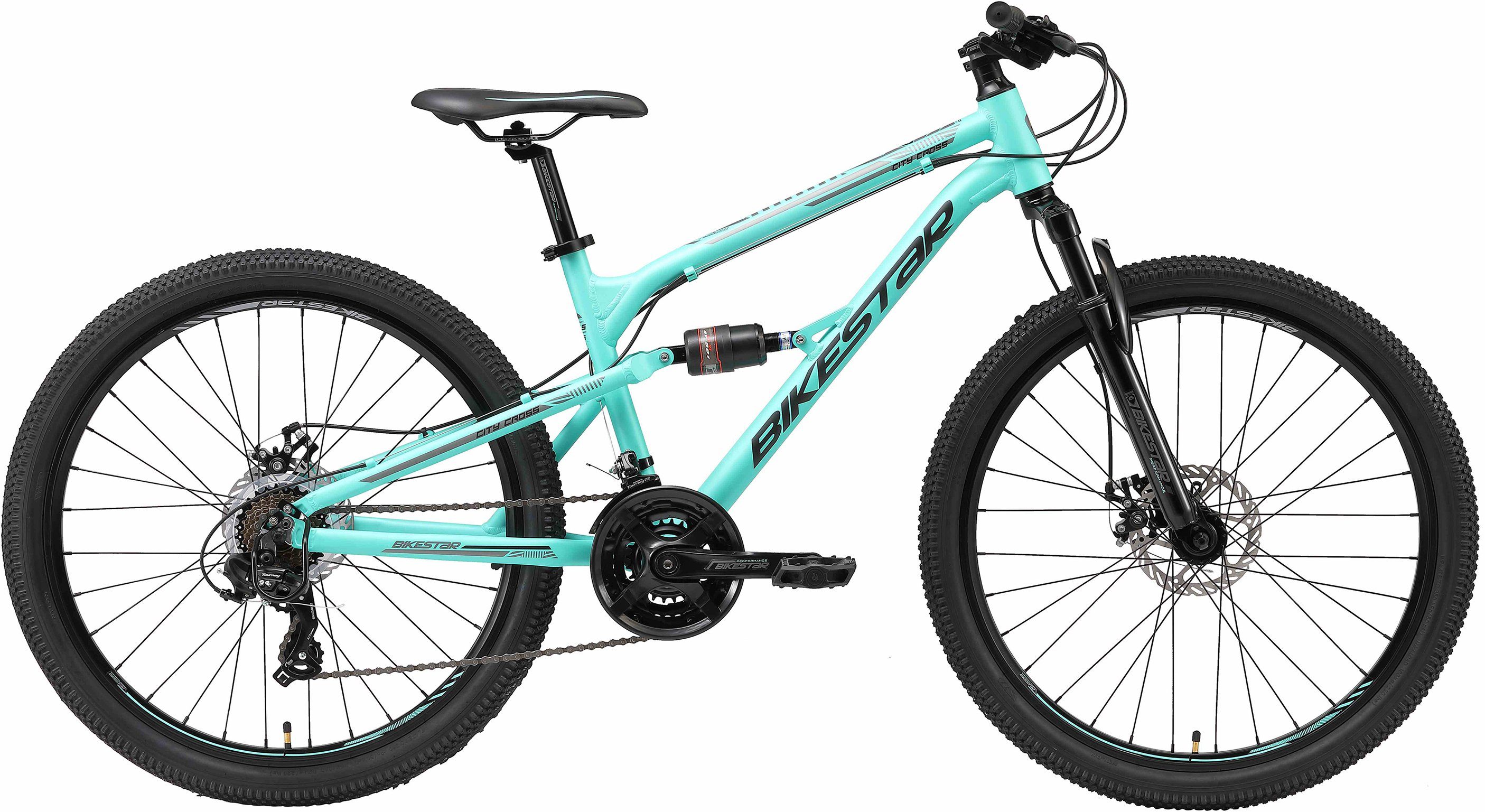 Bikestar Mountainbike, 21 Gang Shimano RD-TY300 Schaltwerk, Kettenschaltung, für Damen und Herren, Kettenschaltung