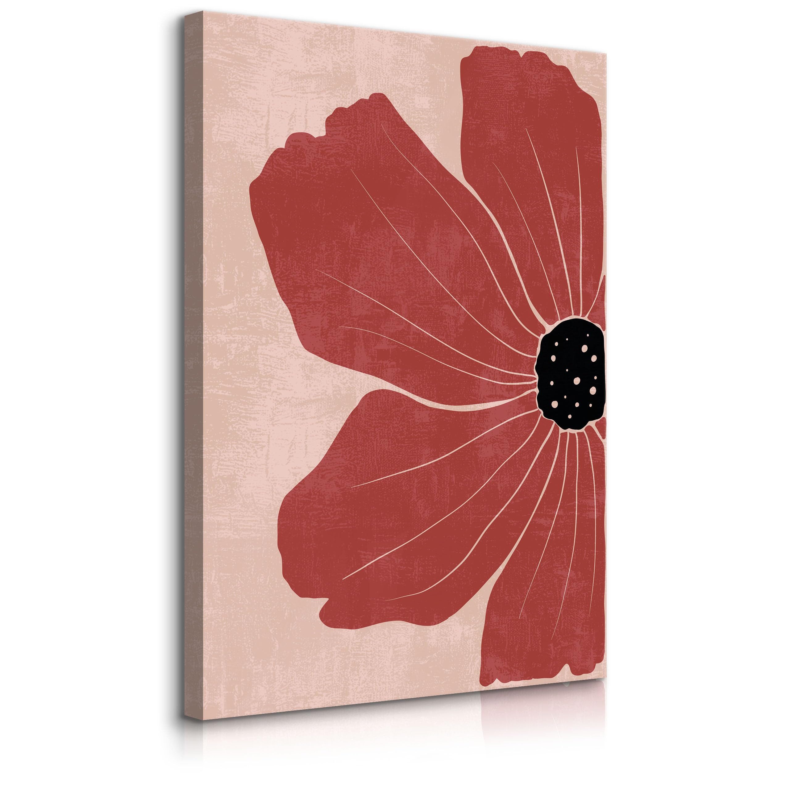 Muralo Leinwandbild Abstrakt – Leinwandbild Wandbild Kunstdruck Wohnzimmer, Abstrakt (1 St), Rote Farbe Mohn Muster Kunstdruck, 20 x 30 cm, aufhängefertig