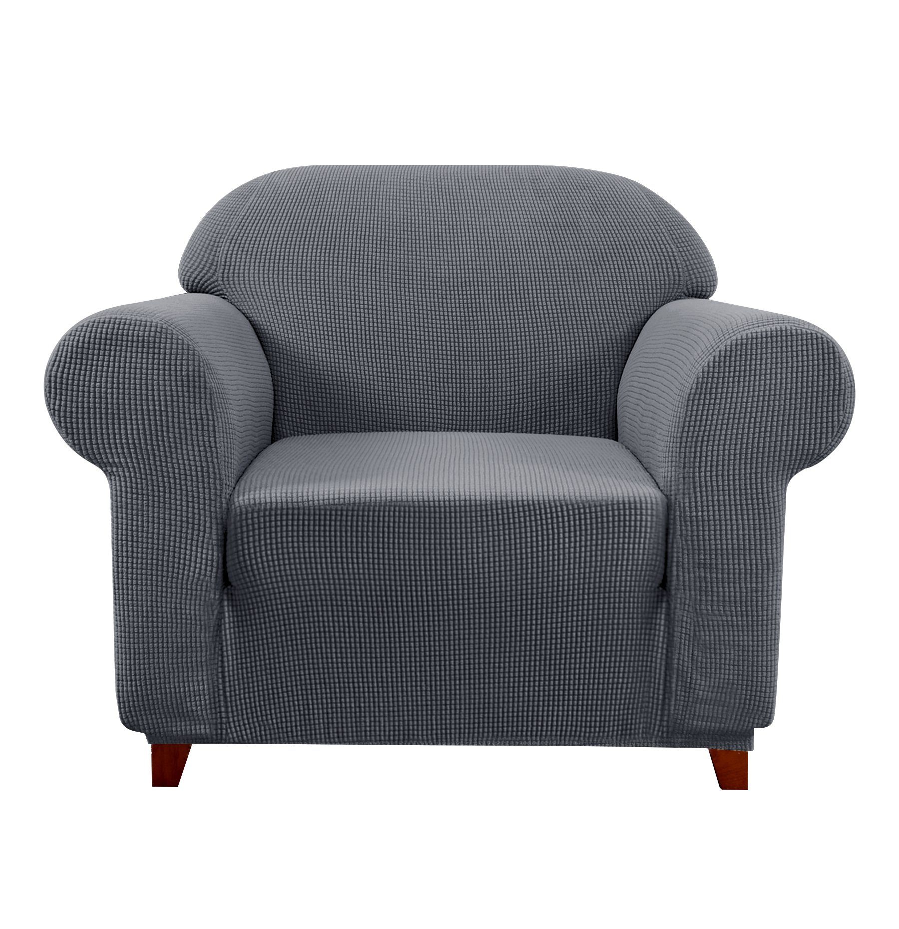 Sofahusse 1 Sitzer Sofabezug, SUBRTEX, Dehnbarer waschbarer Stoff Grau