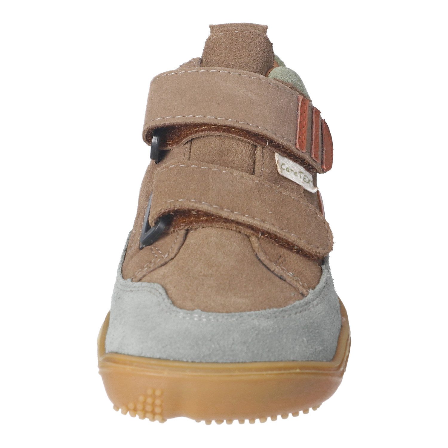 qnuffs Kastanie Barfußschuh Klettschuh, mit Namensschild an der Ferse, kürzbarer Klettriemen – Bild 5 von 5