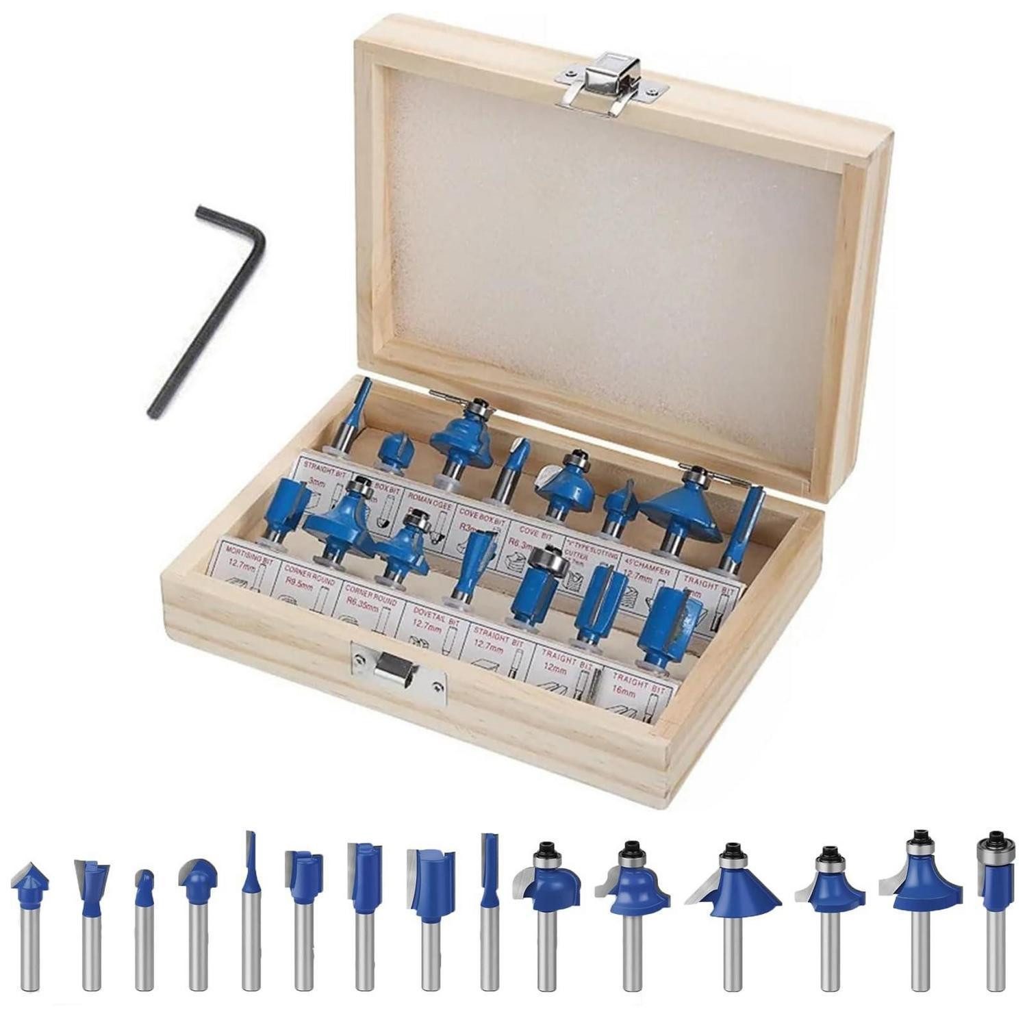 LuxusKollektion Fräser-Set Oberfräse Fräser Set 15-teilig 6mm