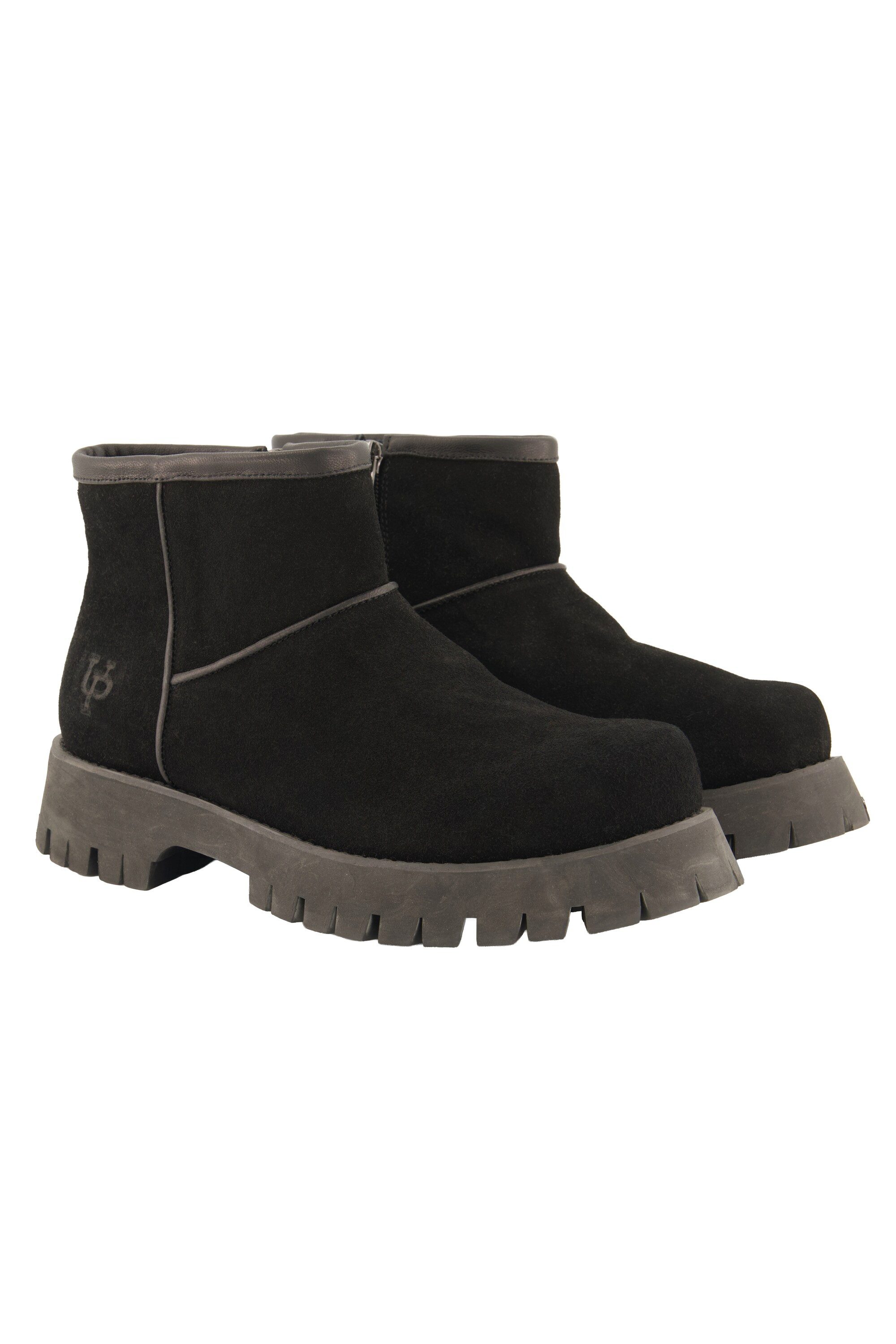 Veloursleder-Boots Chunky-Look Teddyfutter Weite H Stiefelette