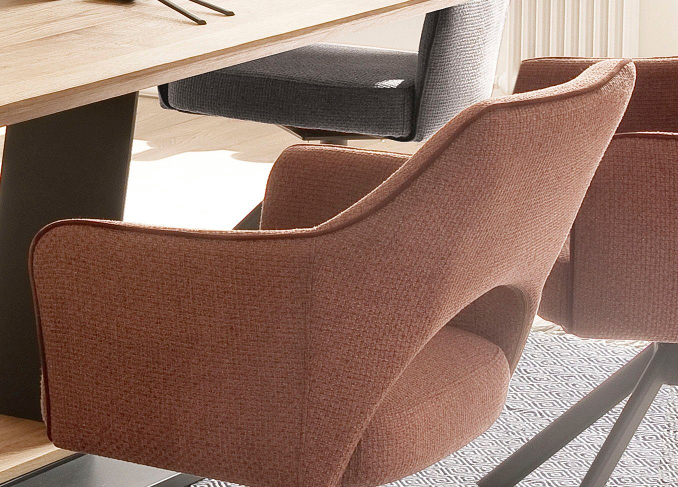 mit 2 St), gebürstet 180° Tonala Edelstahl drehbar | furniture Nivellierung 4-Fußstuhl MCA Rostbraun (Set,