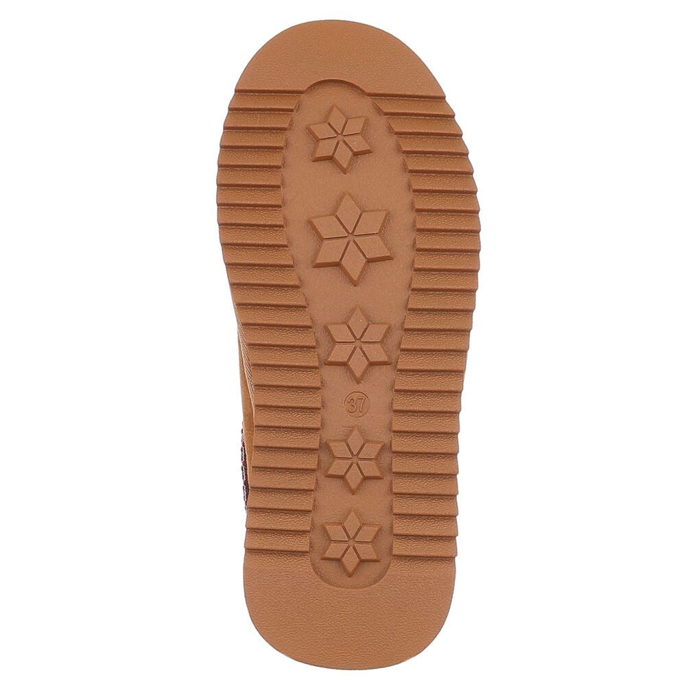 Ital-Design Echtleder Damen Slip-On Schuh mit Profilsohle für Freizeit Snowboots (92392460) Flach Flache Stiefeletten in Camel – Bild 3 von 5