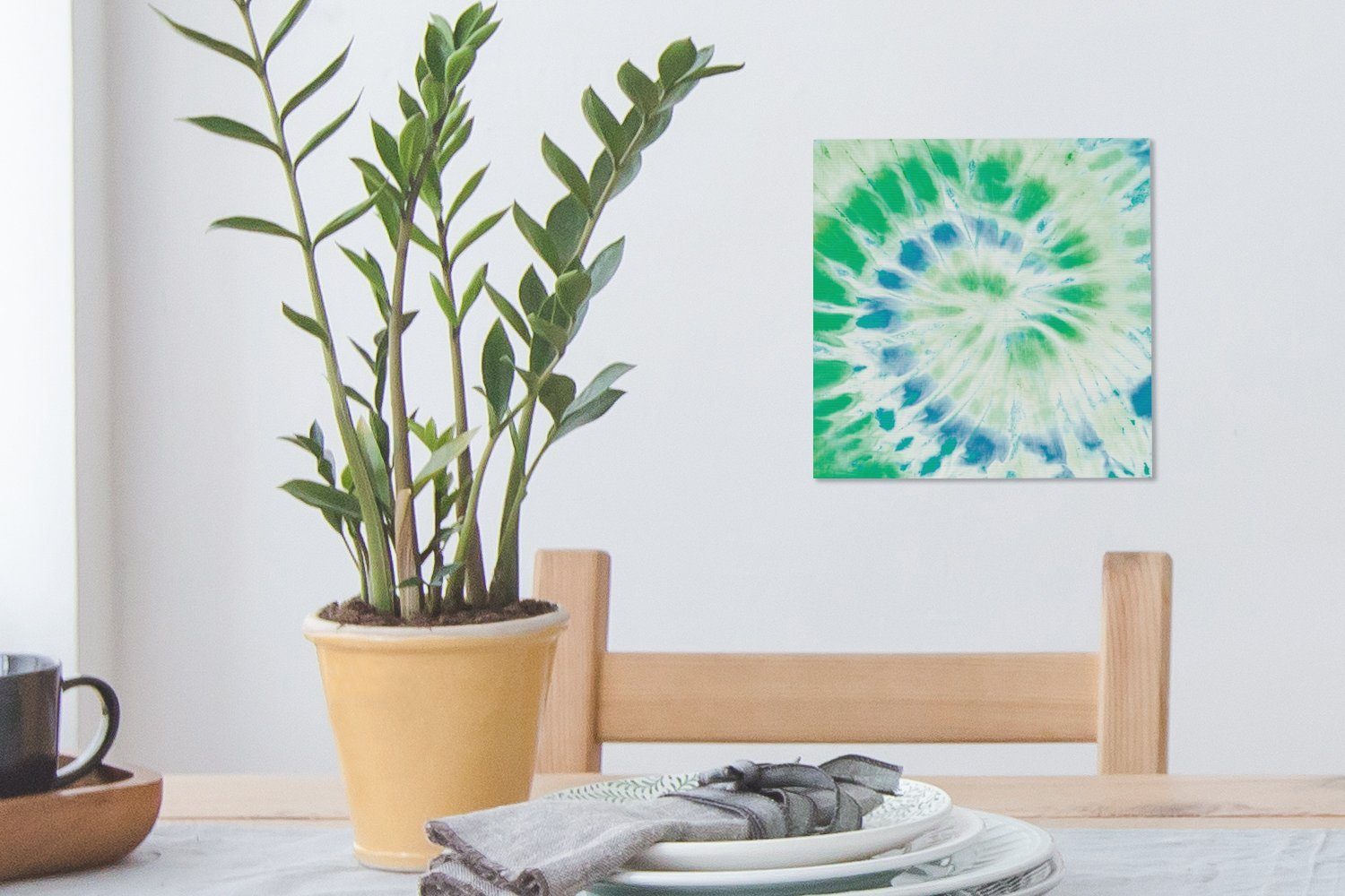 OneMillionCanvasses® Leinwandbild (1 Leinwand St), - Krawattenfärbung Bilder Wohnzimmer - Sommer Grün, für Schlafzimmer