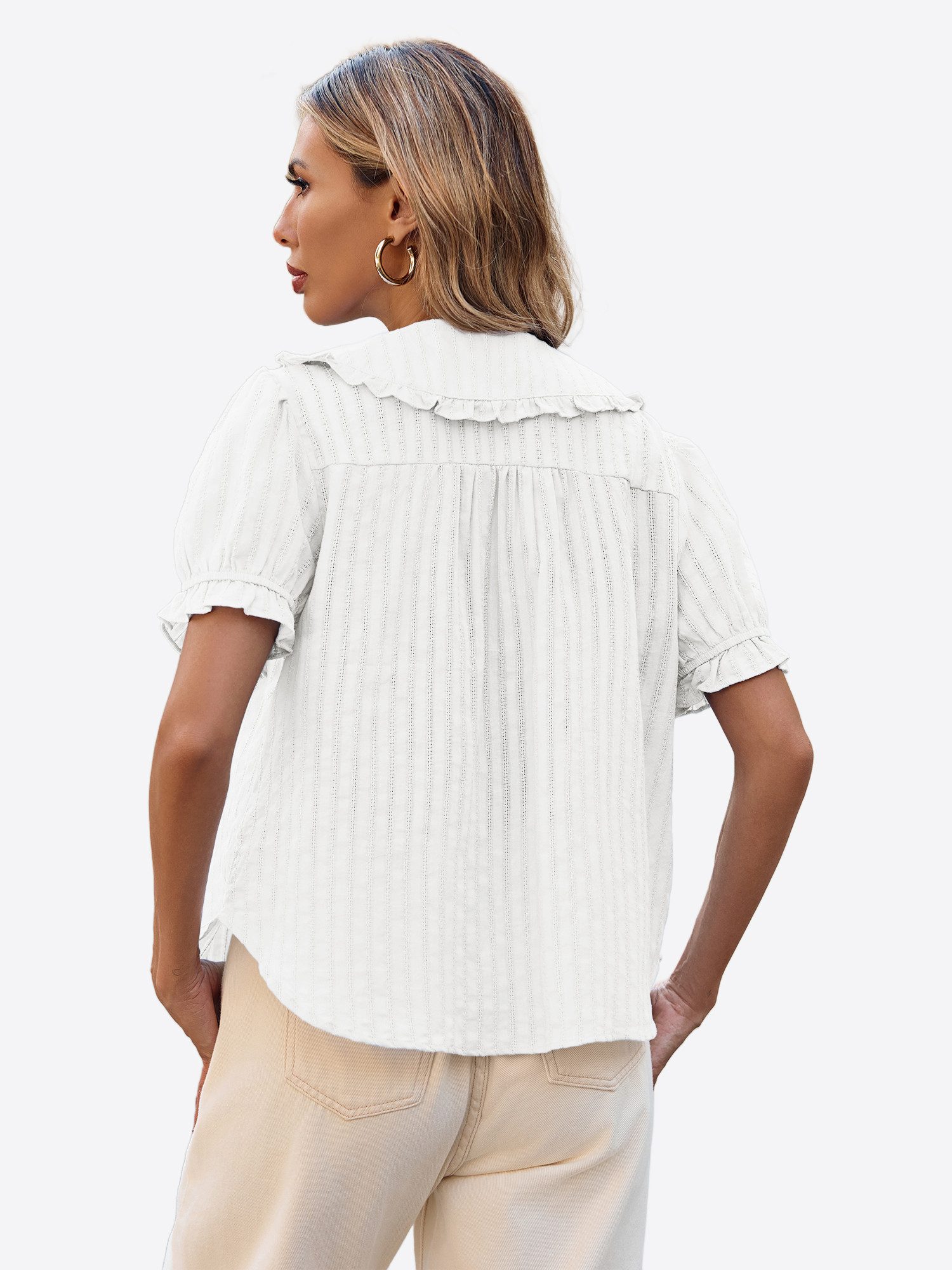 Imily Bela Blusentop Damen Bluse mit Puffärmeln und Peter-Pan-Kragen (Packu günstig online kaufen