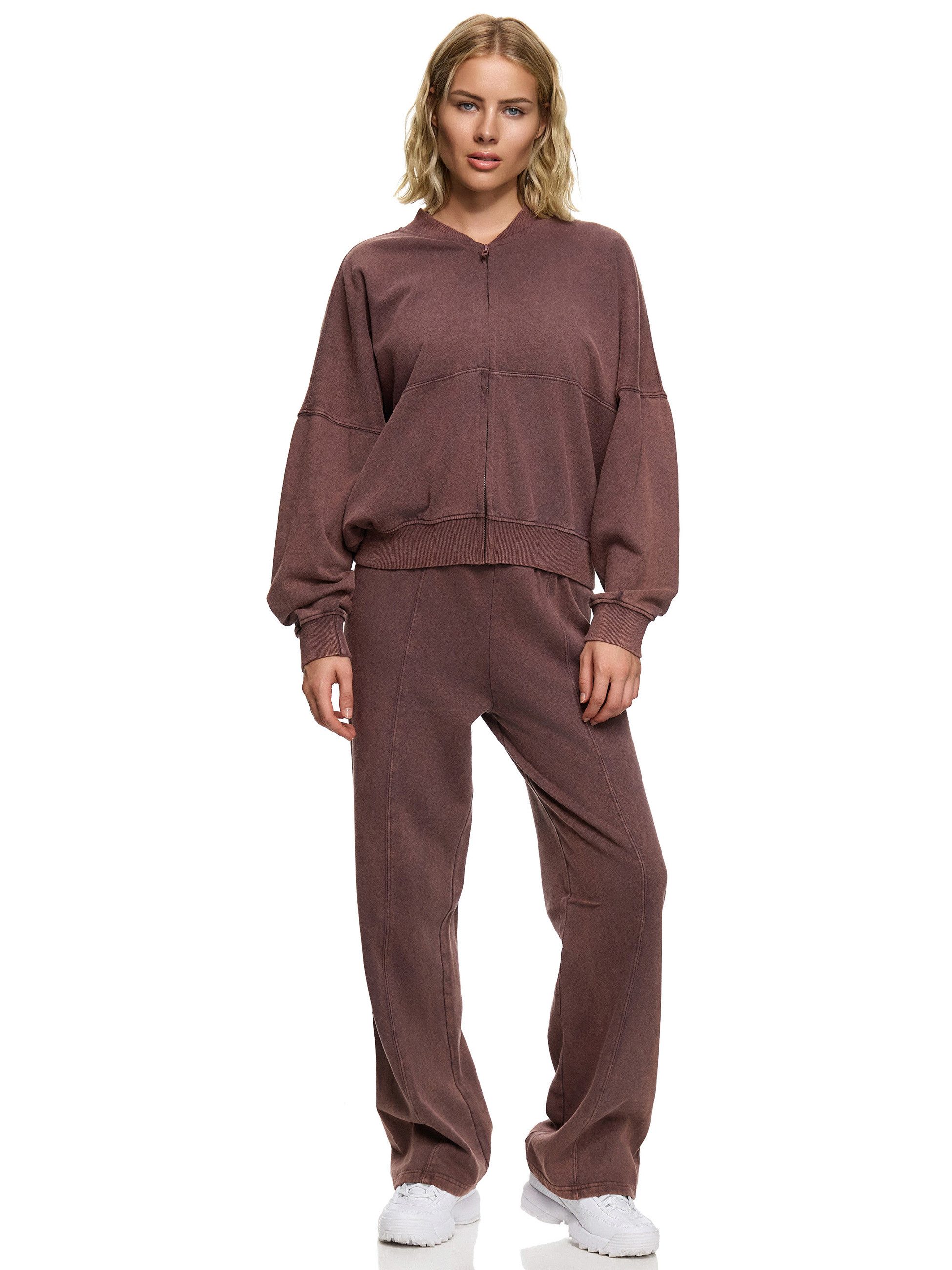 Worldclassca Jogginganzug Worldclassca Oversize Washed Jogginganzug Wide Leg Jogger Sweatjacke, STONE WASHED VINTAGE SPORTANZUG SUIT HOSE ZIP BOMBER SWEATJACKE