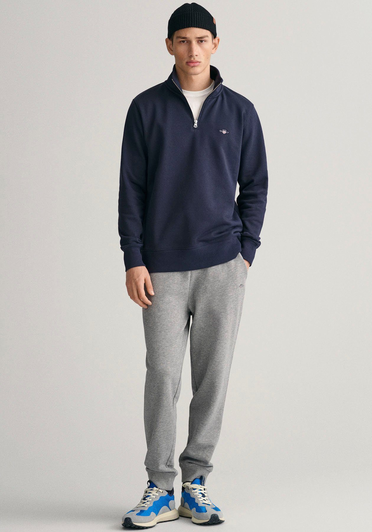 Gant Sweatshirt REG SHIELD HALF blue Logostickerei SWEAT der auf evening Brust mit ZIP